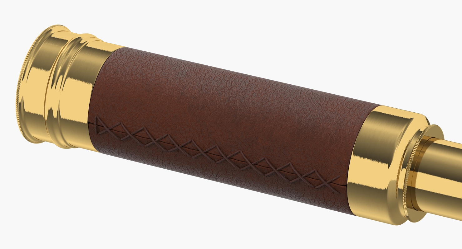 Wrapped Brass Spyglass Telescope 3D