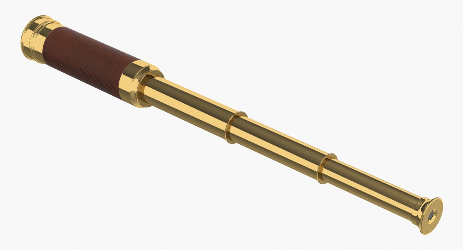 Wrapped Brass Spyglass Telescope 3D