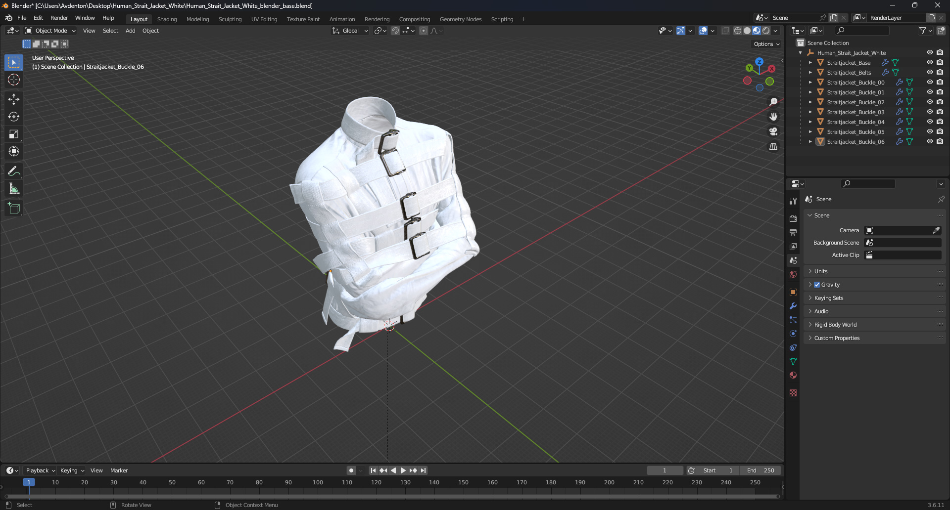 3D model Human Strait Jacket White