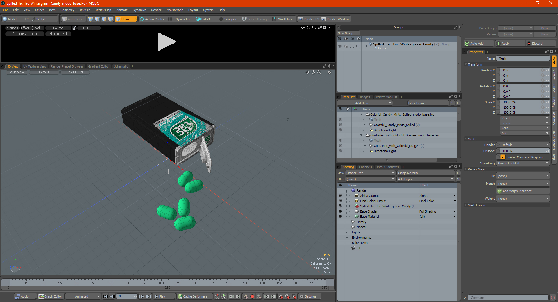 3D Spilled Tic Tac Wintergreen Candy model