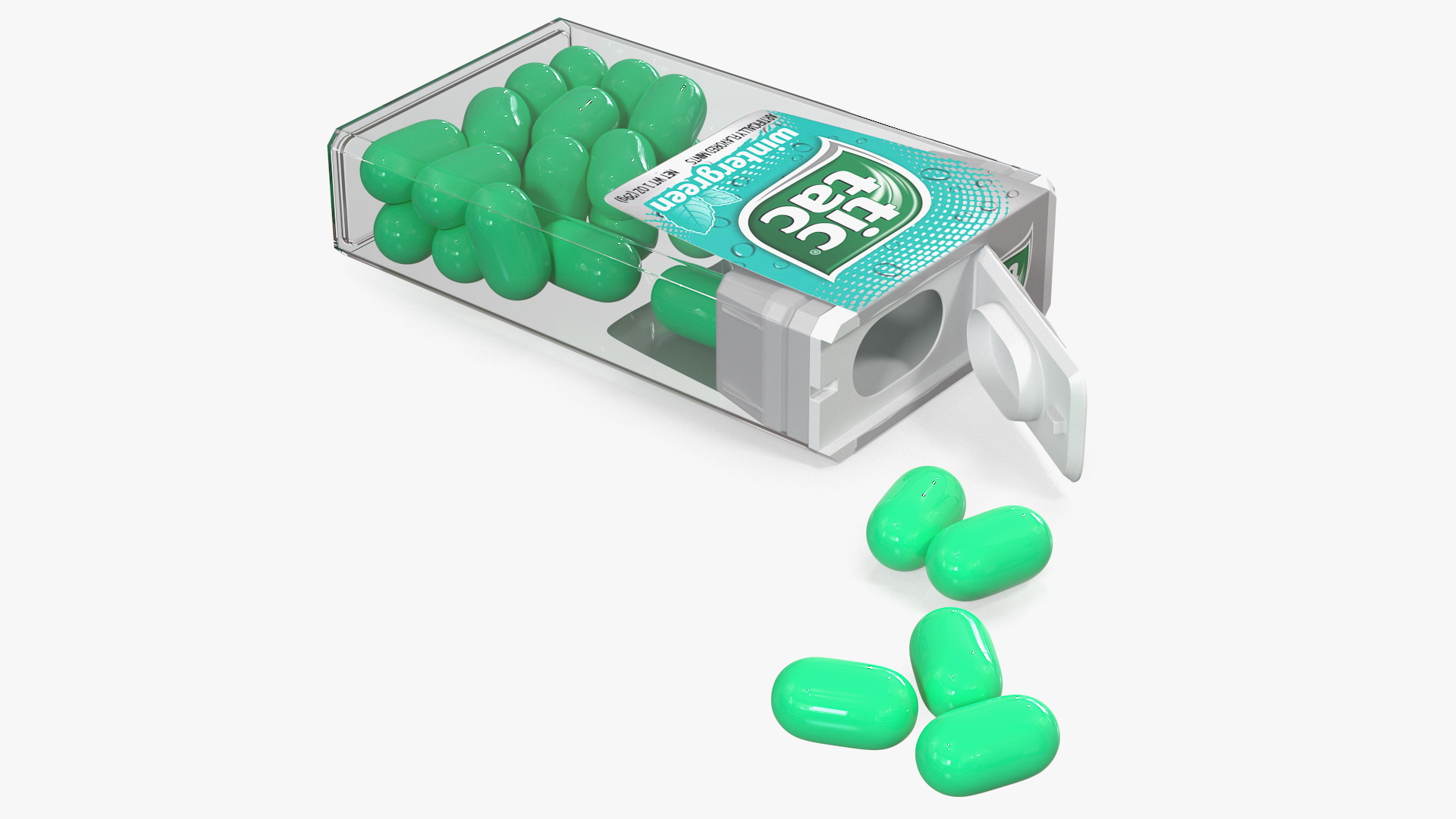 3D Spilled Tic Tac Wintergreen Candy model