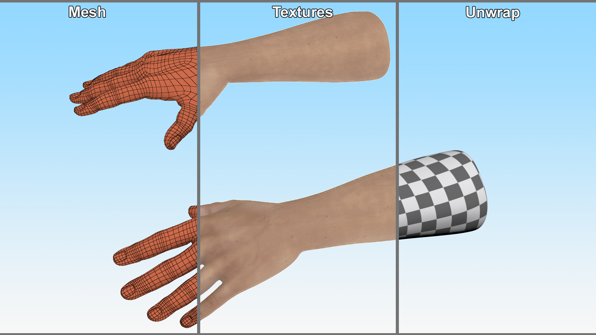 3D model Man Hands Rigged for Maya