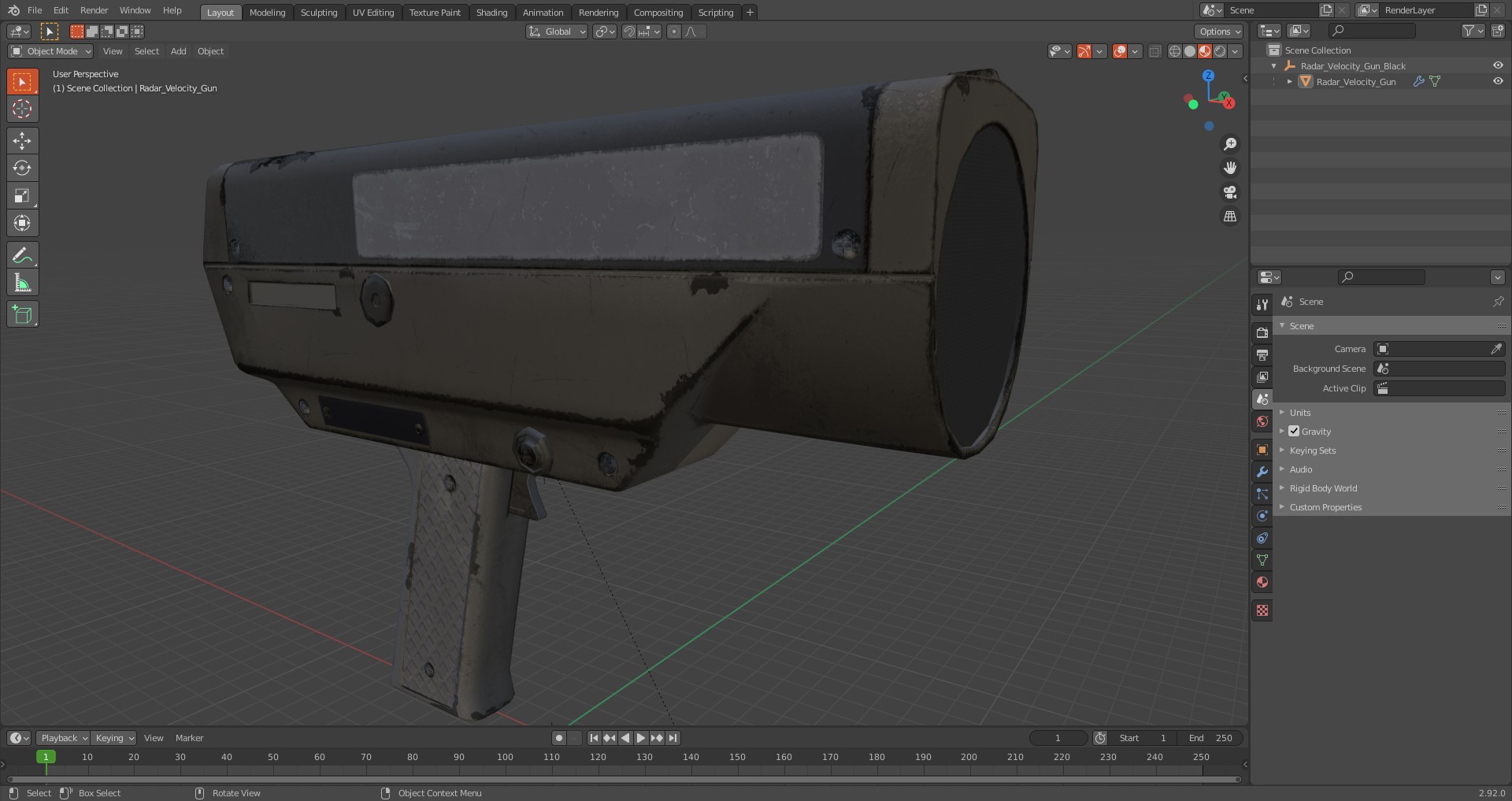 Radar Velocity Gun Black 3D model