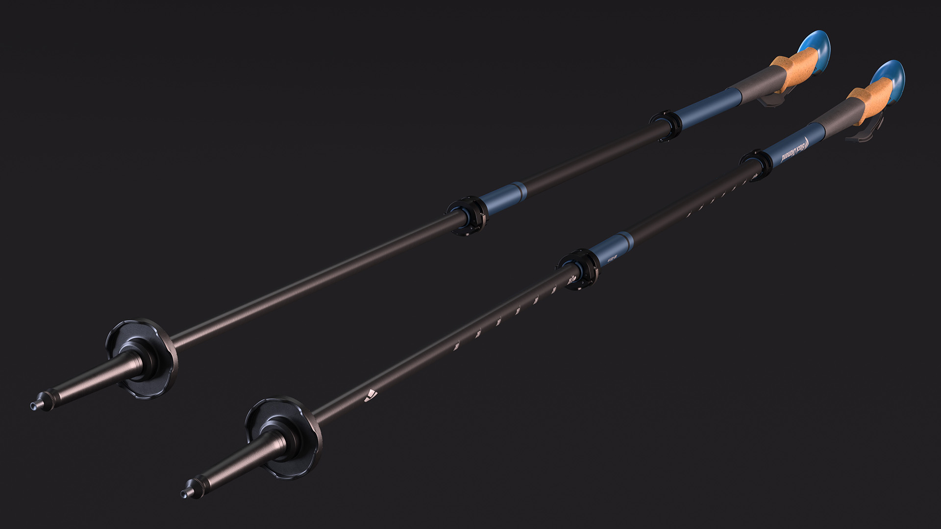 3D model Idle Blue Black Diamond Carbon Trekking-Poles