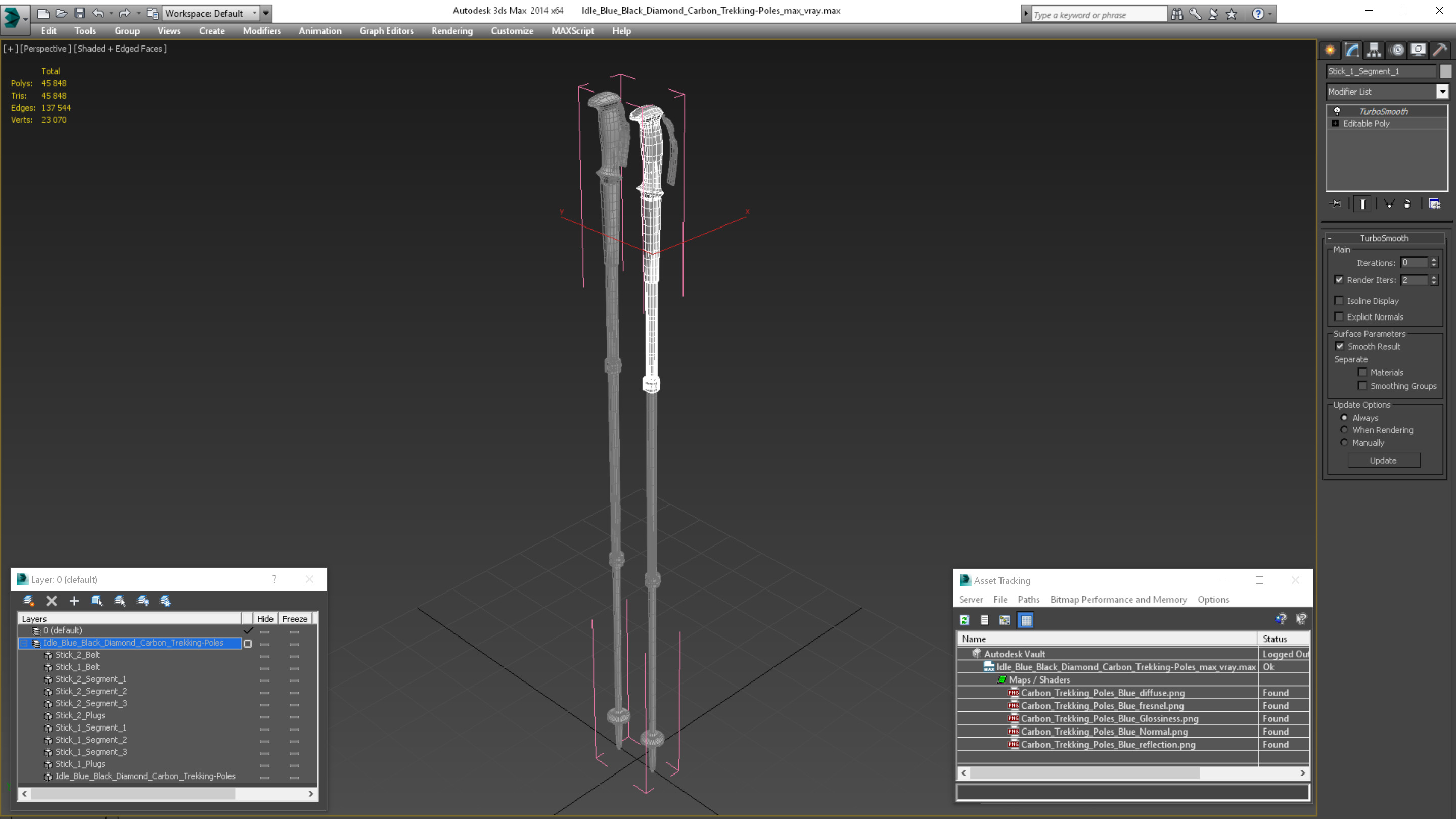 3D model Idle Blue Black Diamond Carbon Trekking-Poles