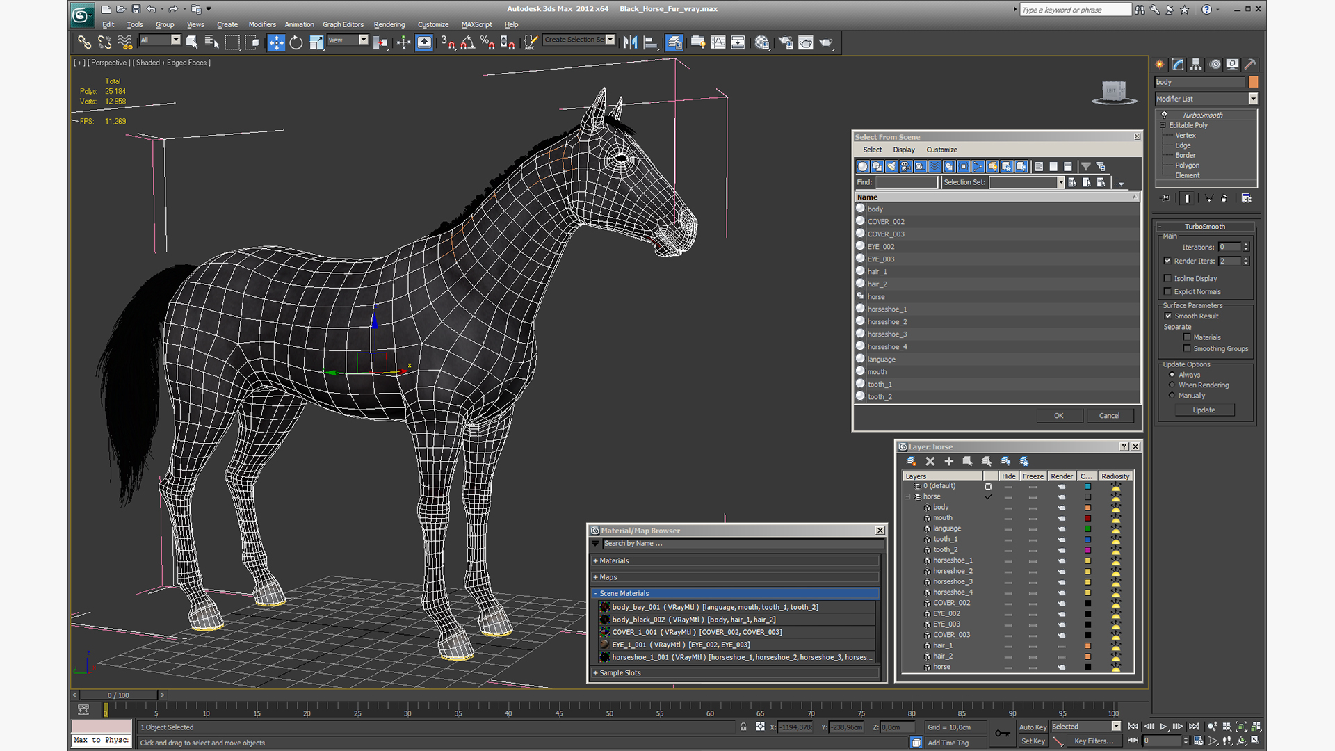 3D model Black Horse Fur