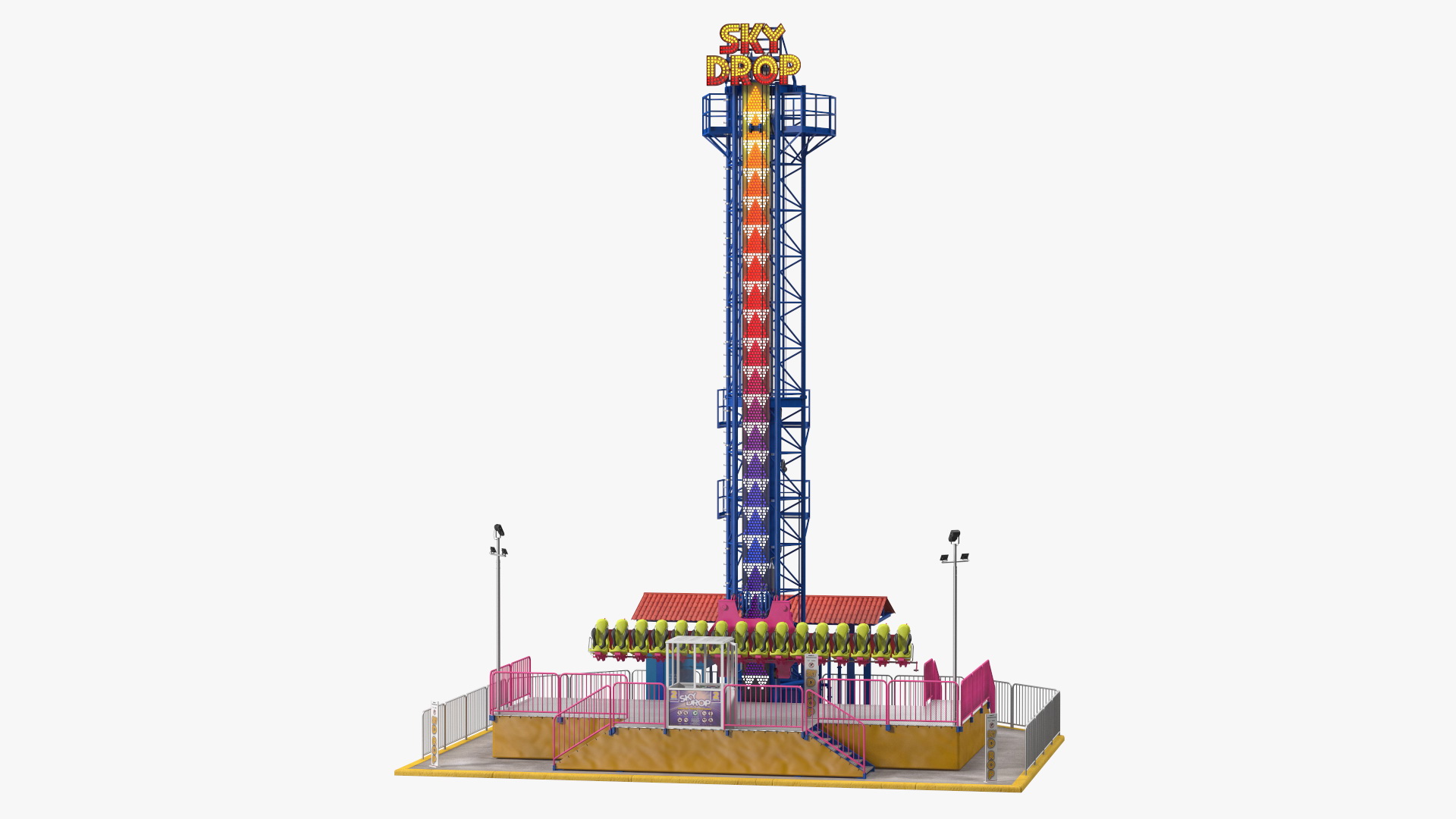 3D model Sky Drop Amusement Park Equipment Rigged