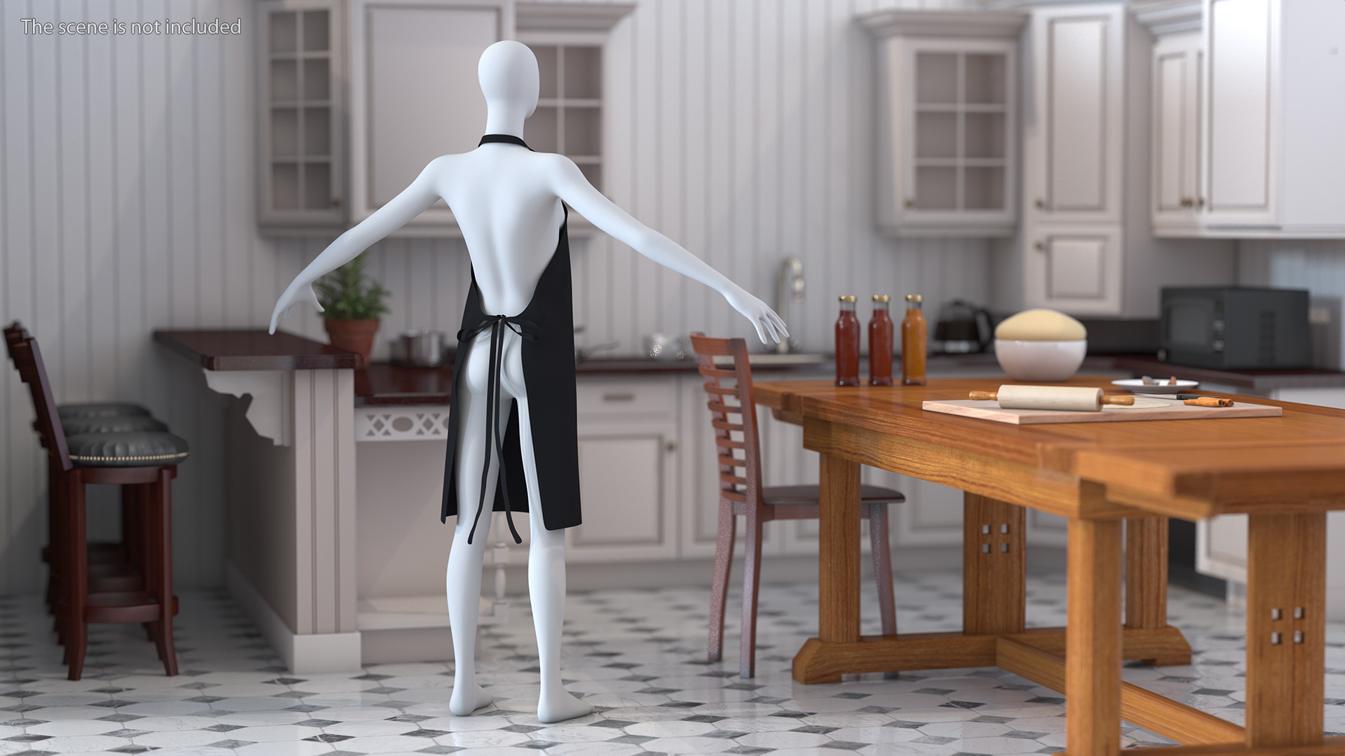 Cooking Apron Black 3D model