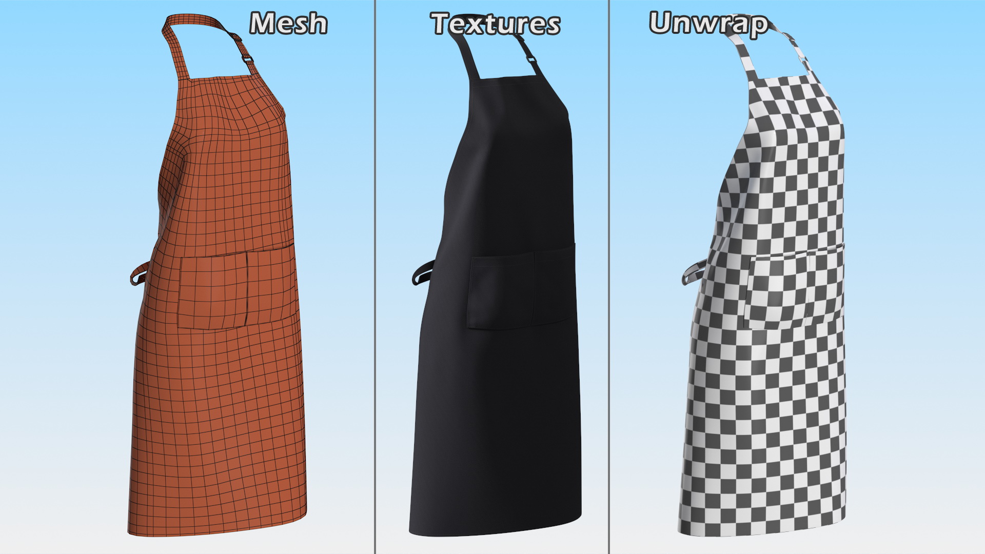 Cooking Apron Black 3D model