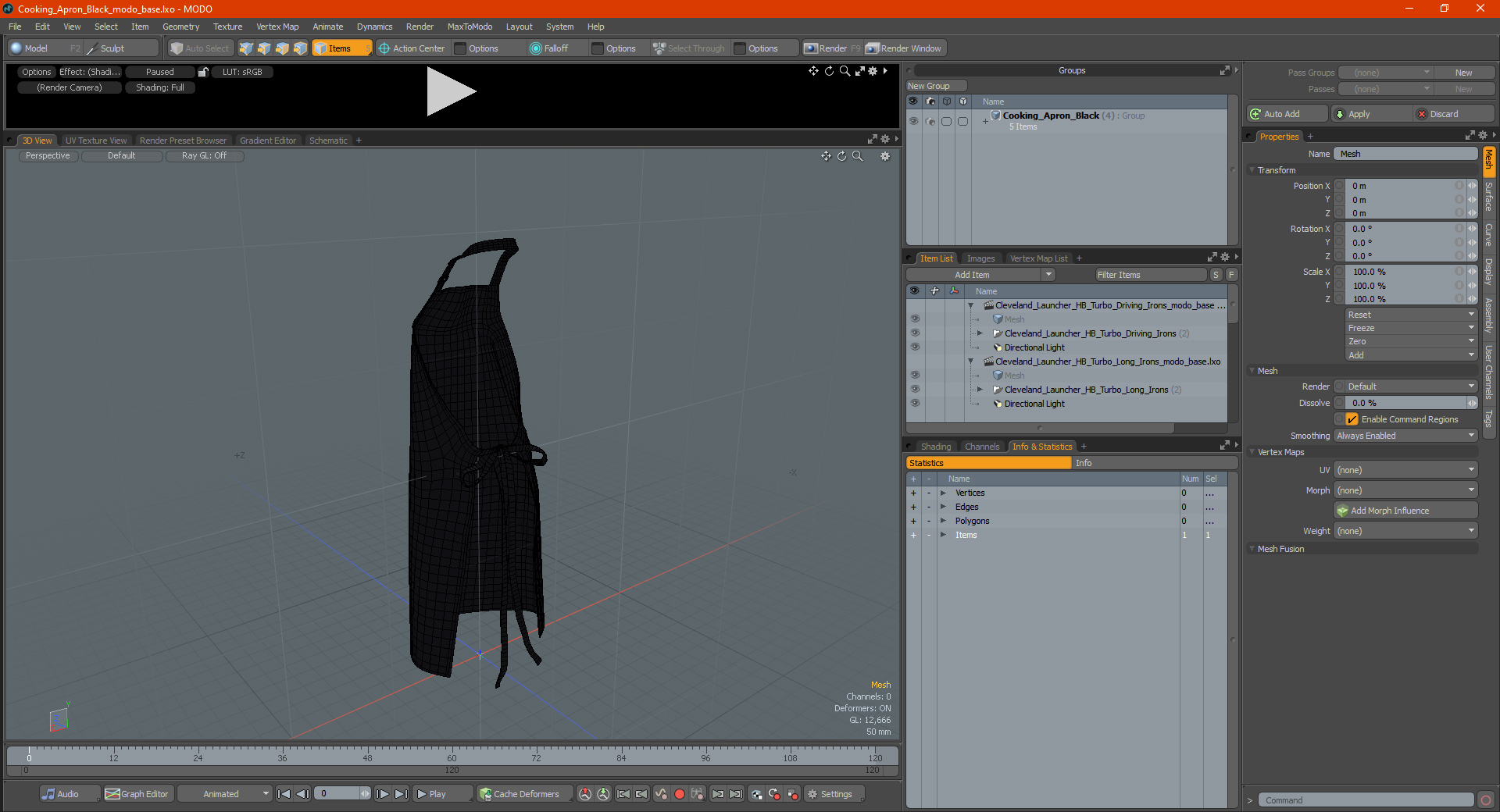 Cooking Apron Black 3D model
