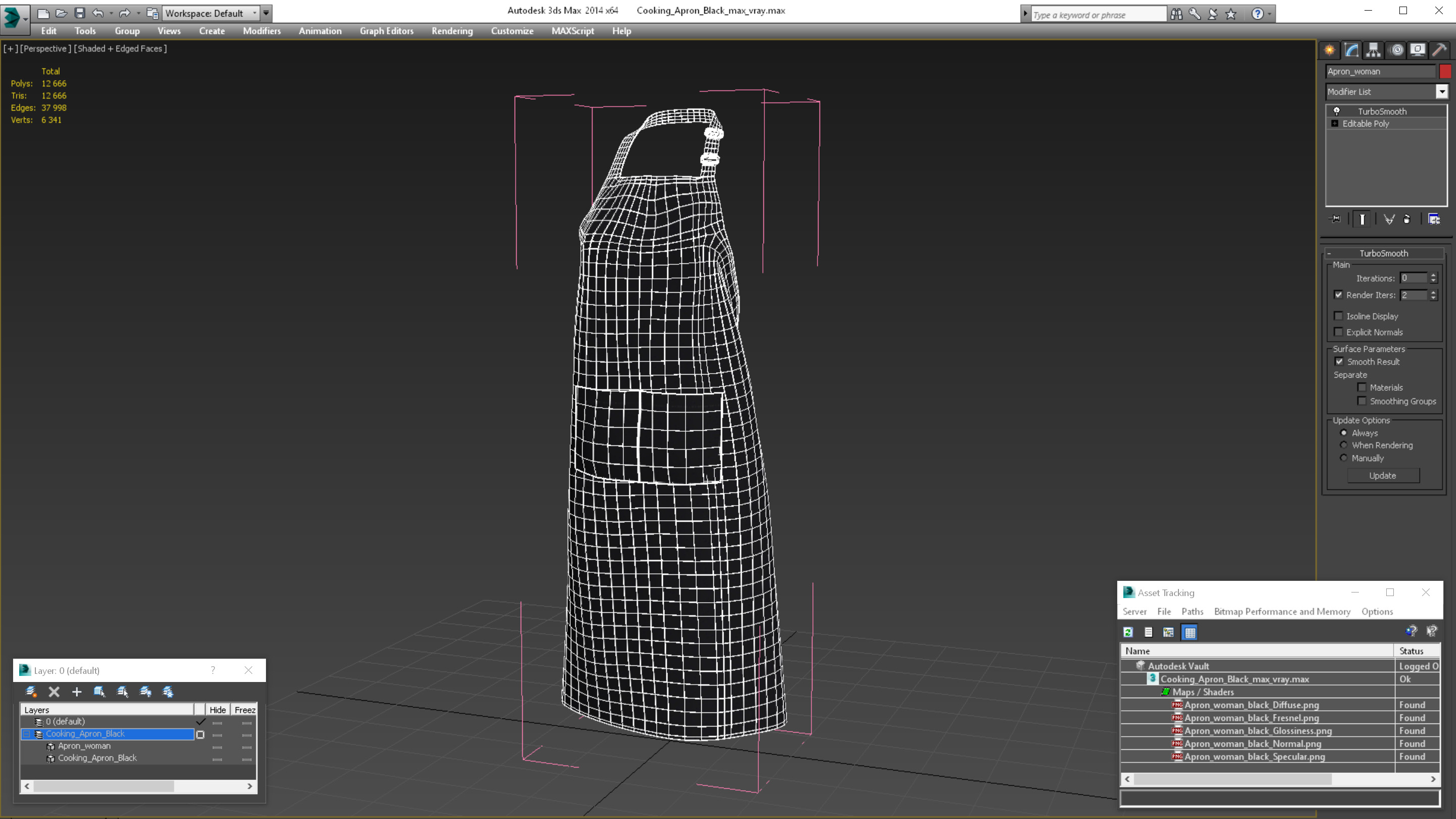 Cooking Apron Black 3D model
