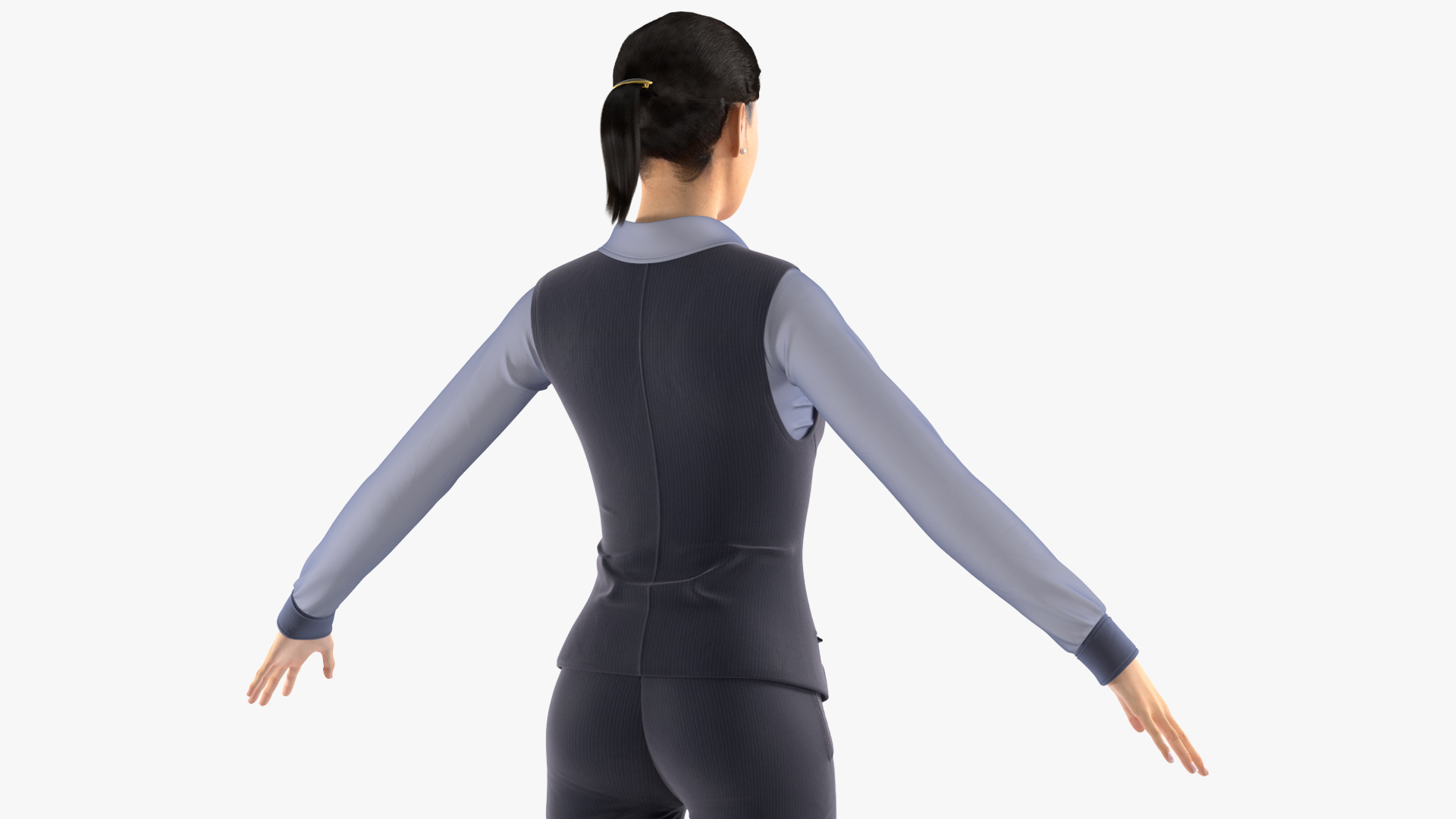 3D model Asian Businesswoman in Formal Suit Fur Rigged
