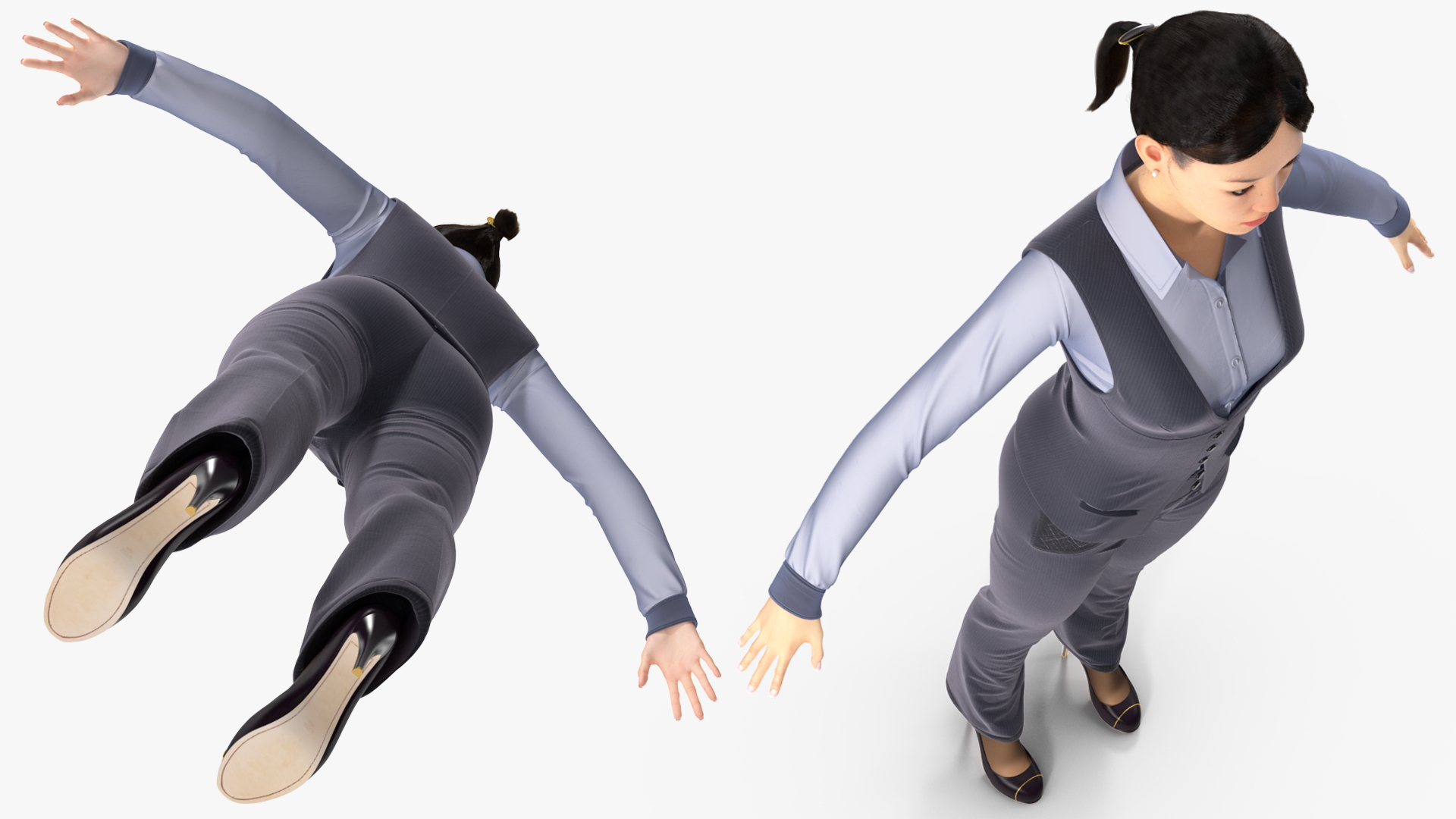 3D model Asian Businesswoman in Formal Suit Fur Rigged