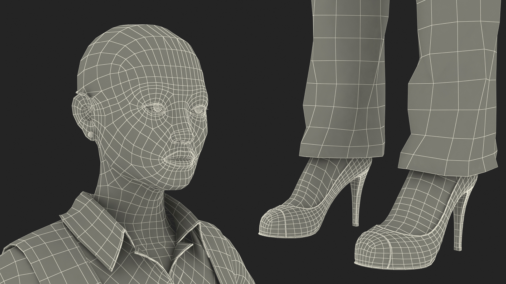 3D model Asian Businesswoman in Formal Suit Fur Rigged