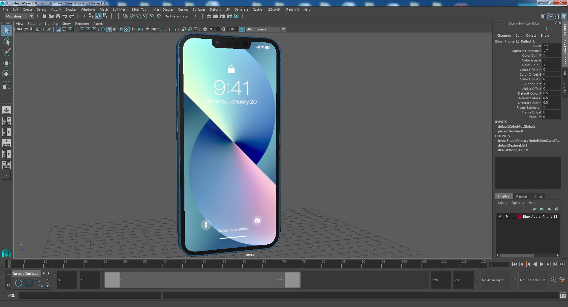 3D model Blue Apple iPhone 13