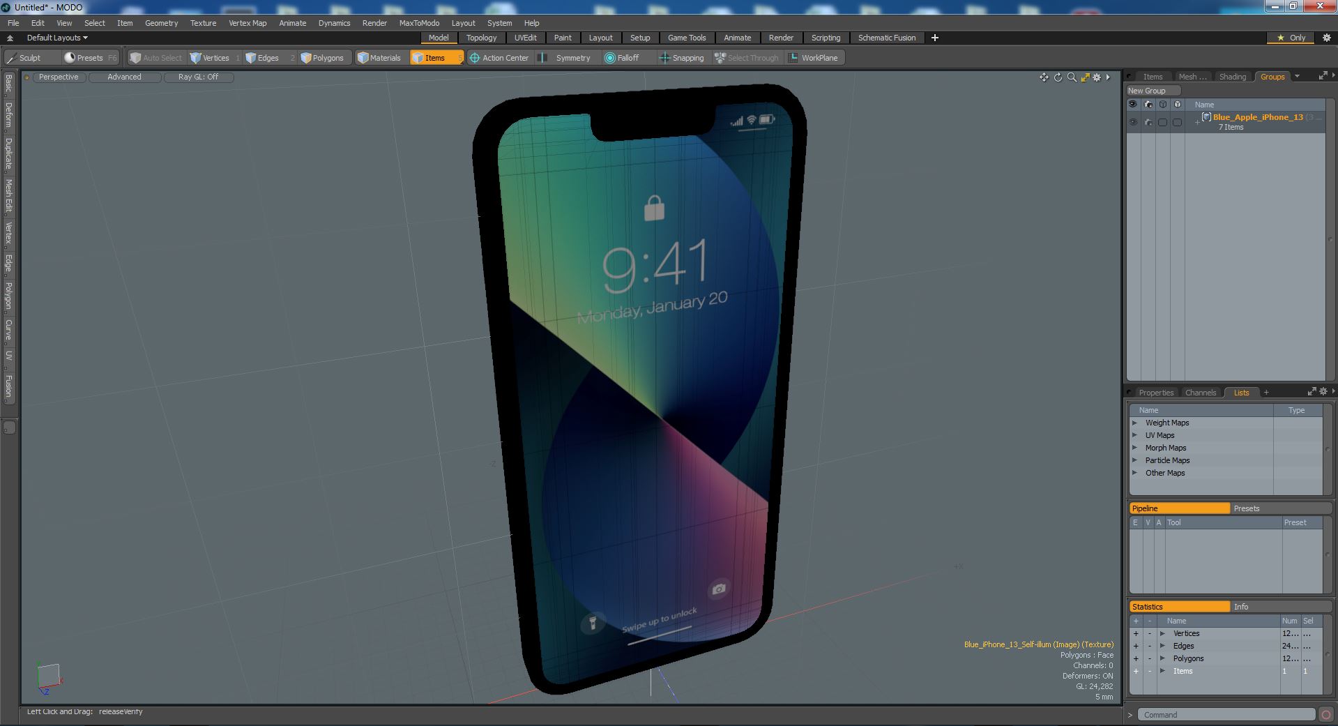 3D model Blue Apple iPhone 13