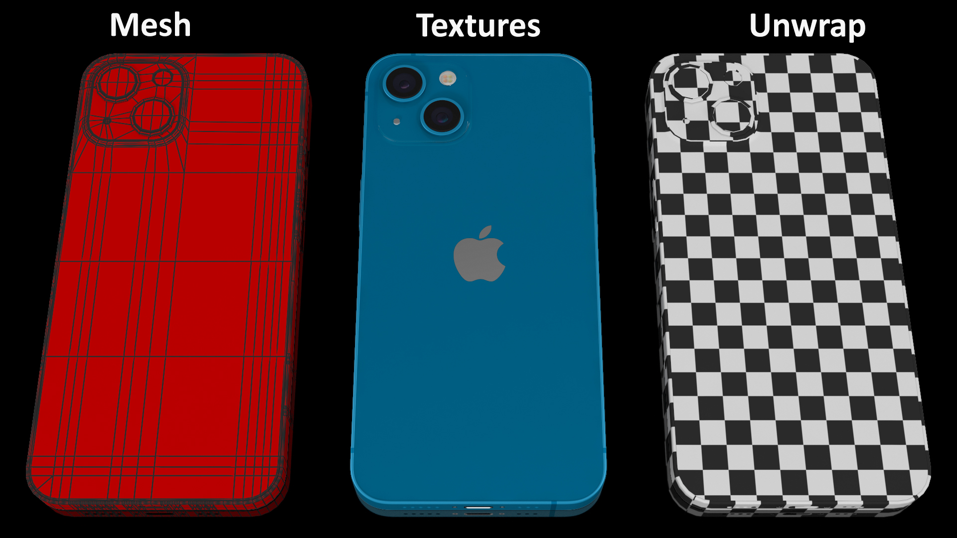 3D model Blue Apple iPhone 13
