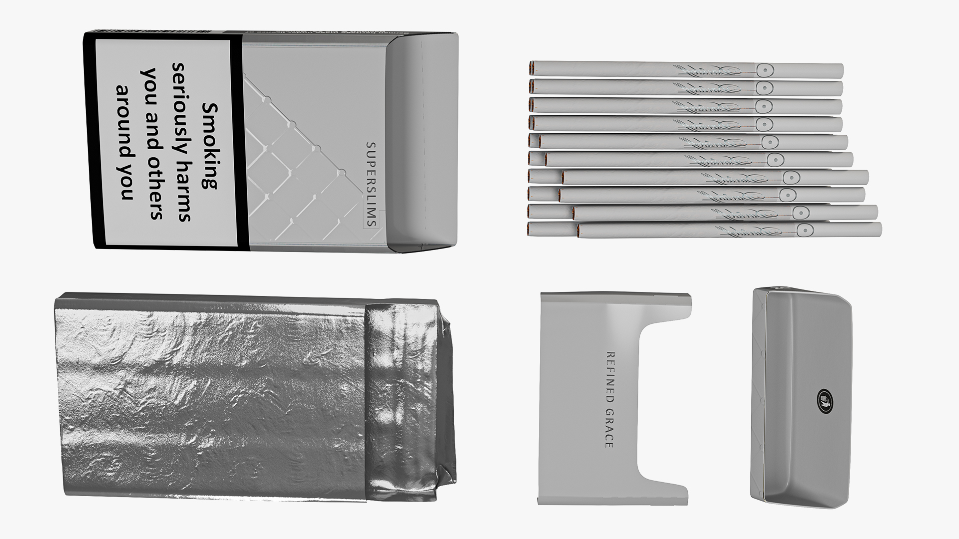 Open Pack of Cigarettes Davidoff White Super Slim 3D model