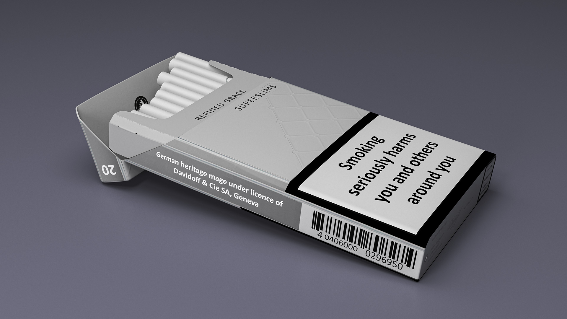Open Pack of Cigarettes Davidoff White Super Slim 3D model