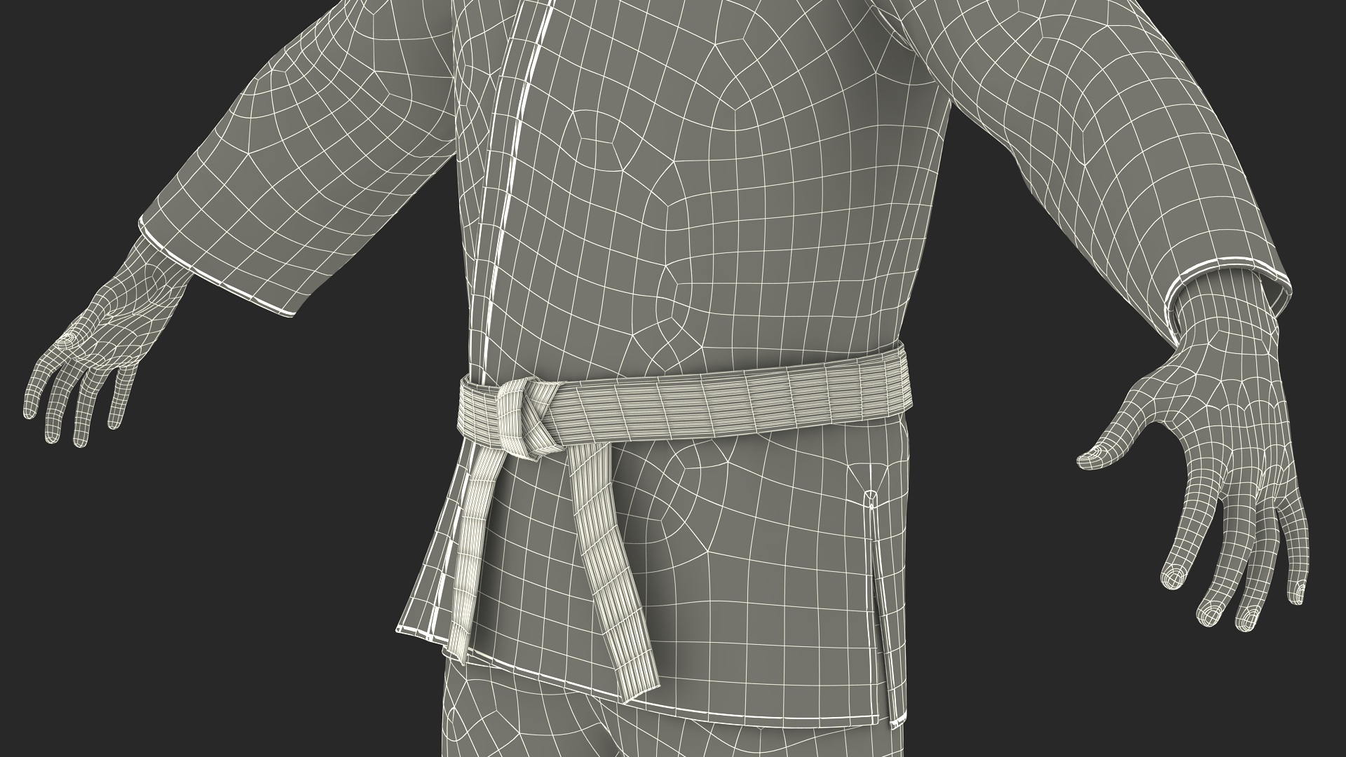 3D Karate Practitioner in Gi with Black Belt Rigged model