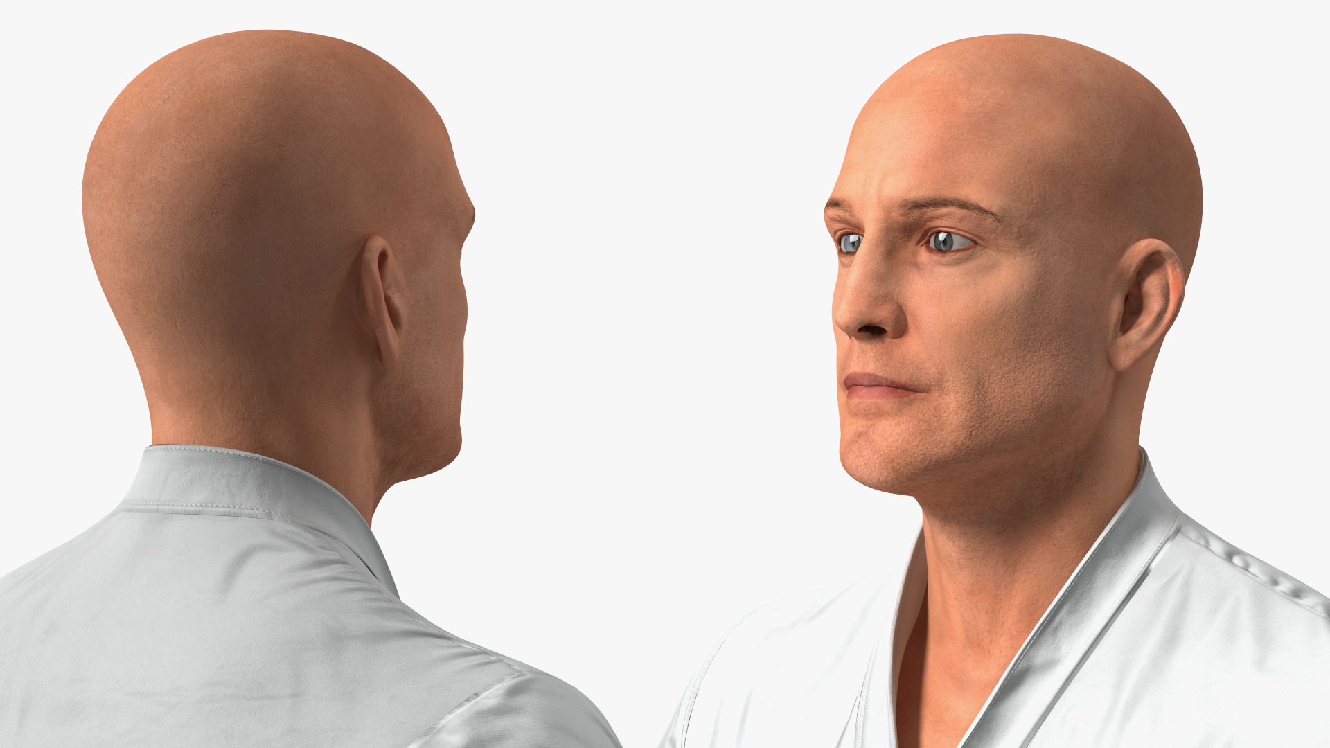 3D Karate Practitioner in Gi with Black Belt Rigged model