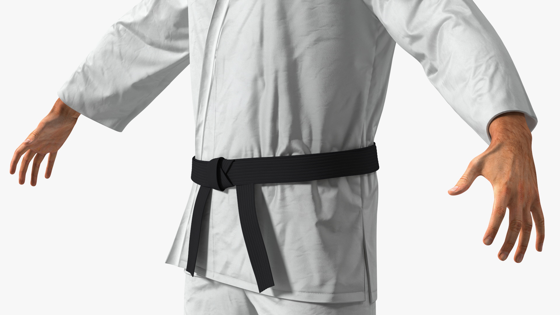 3D Karate Practitioner in Gi with Black Belt Rigged model