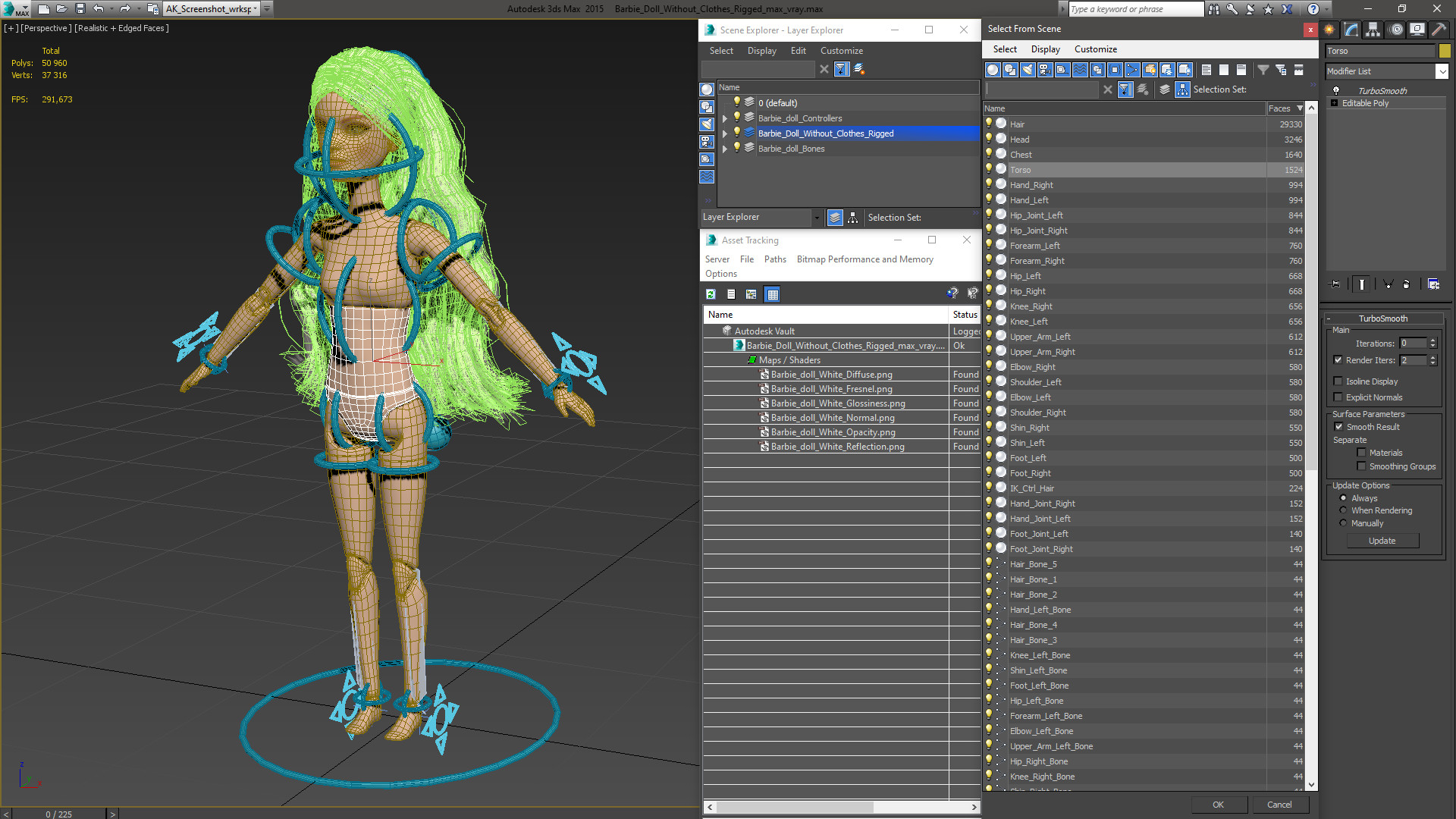 3D Barbie Doll Without Clothes Rigged for Modo model