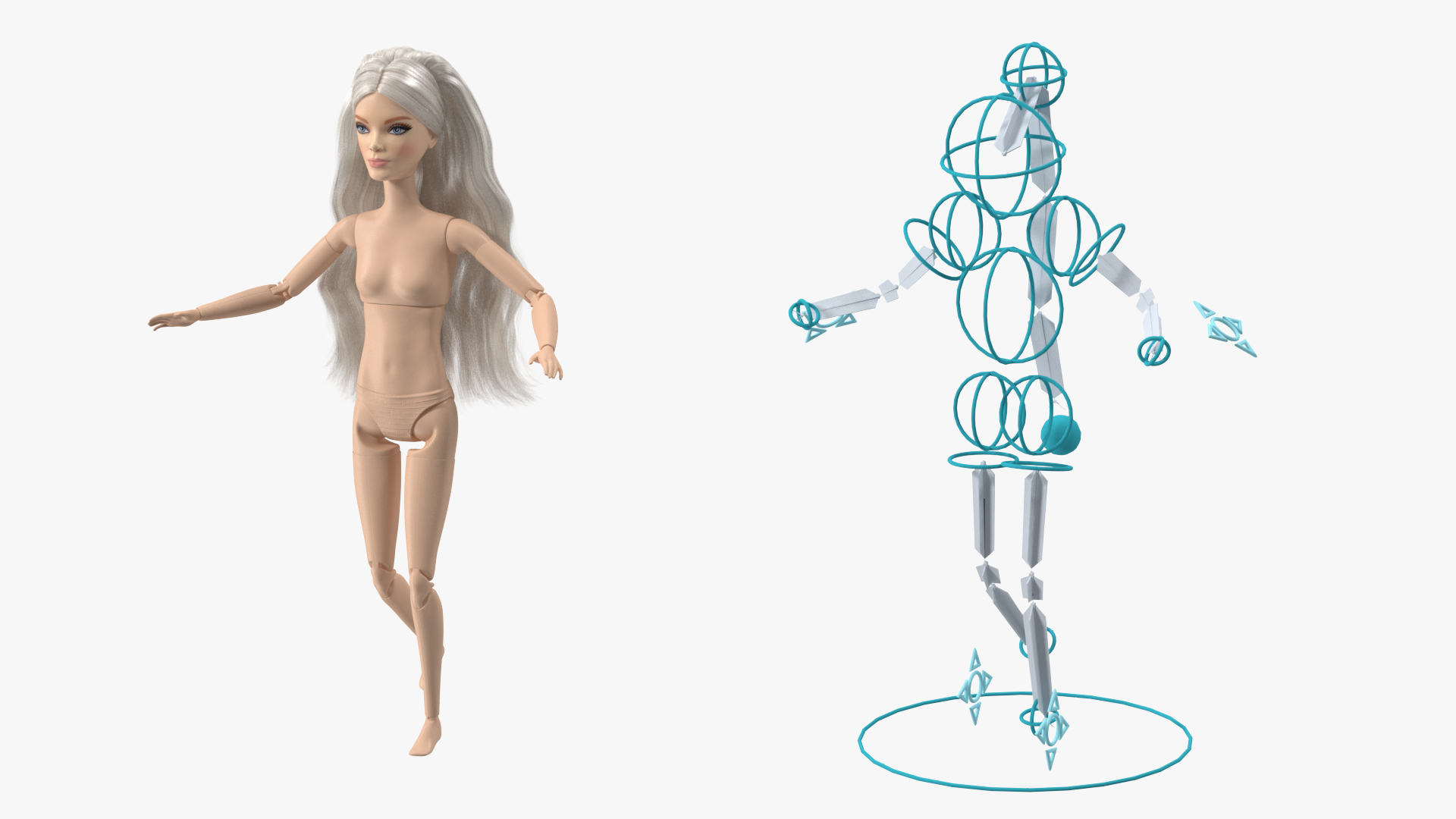 3D Barbie Doll Without Clothes Rigged for Modo model
