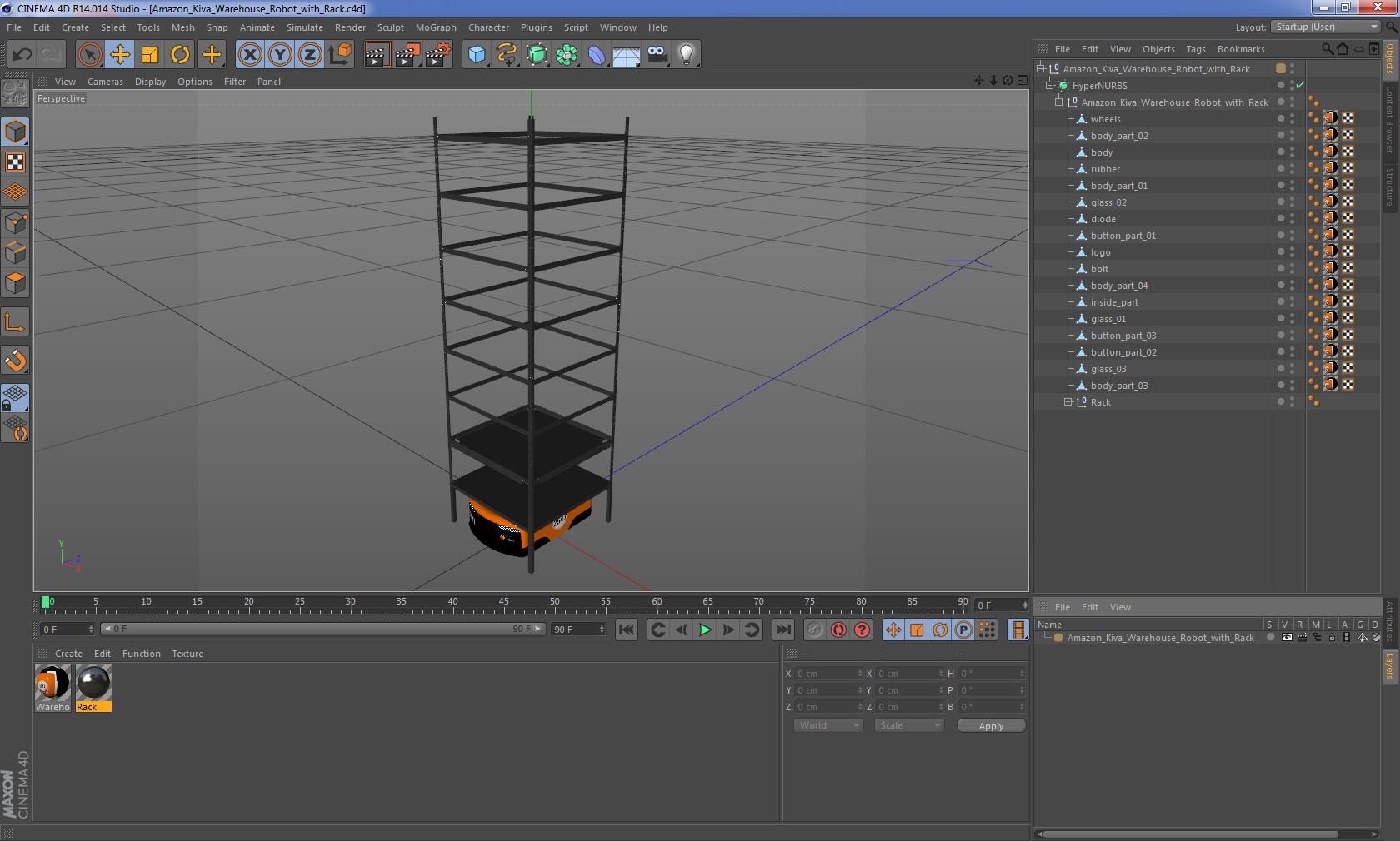 Amazon Kiva Warehouse Robot with Rack 3D