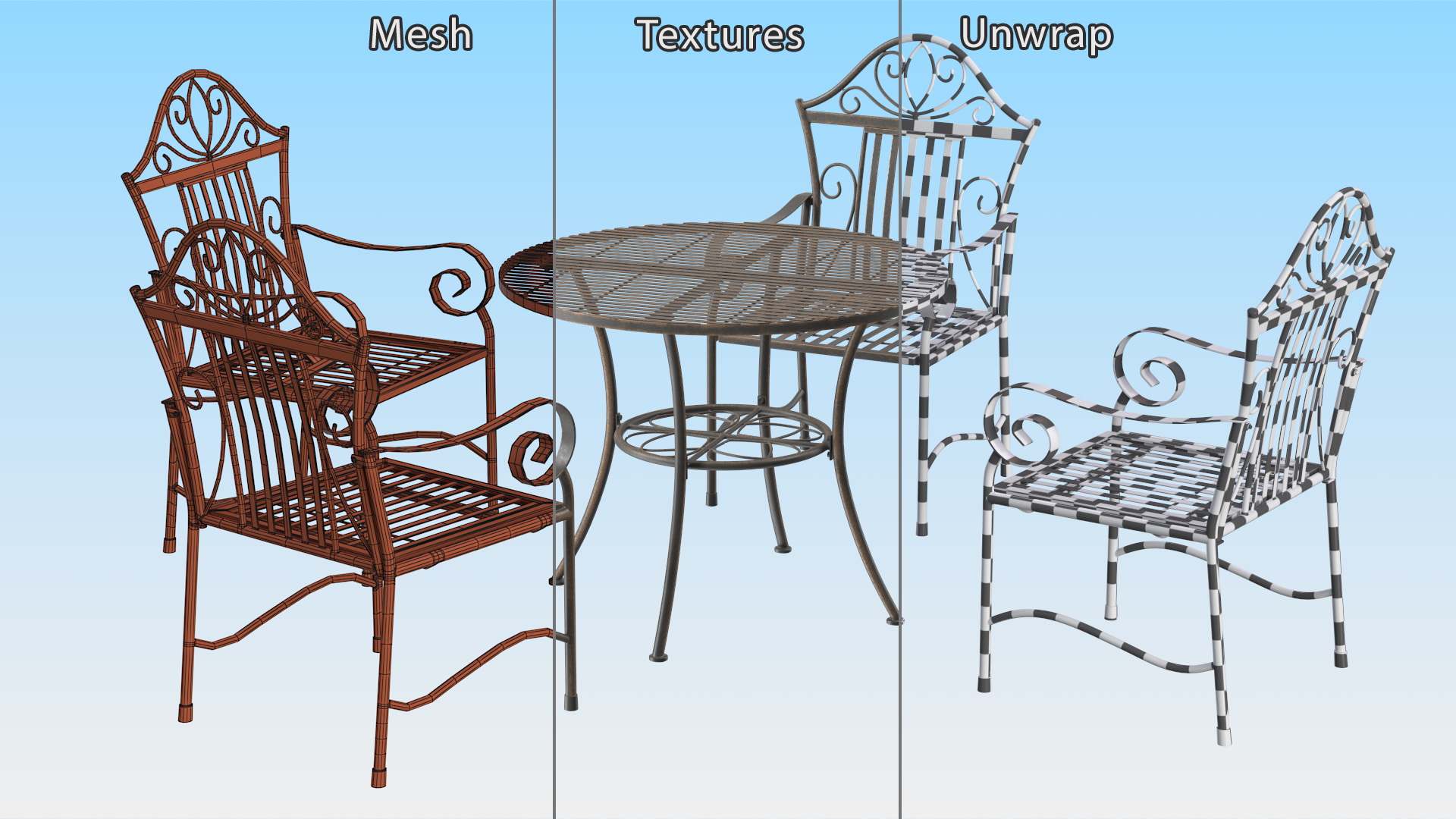 Black Iron Garden Furniture 3D