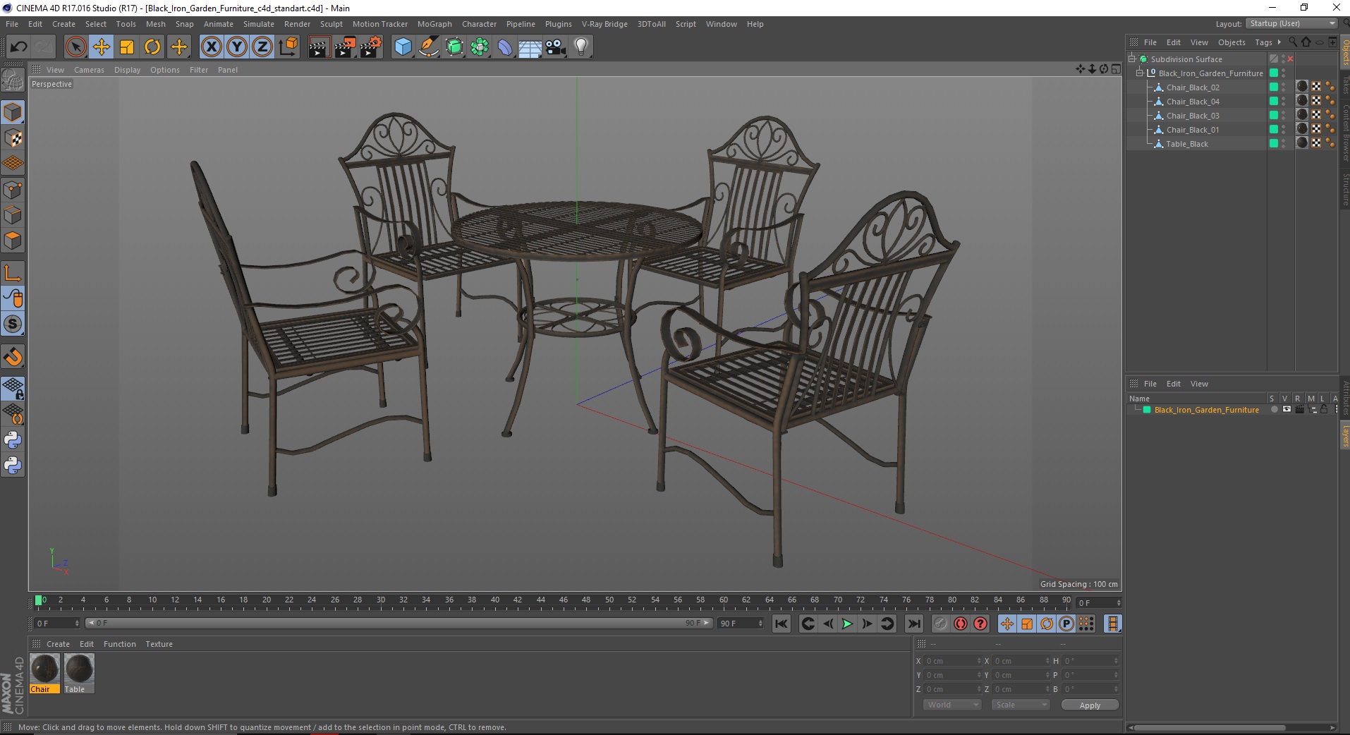 Black Iron Garden Furniture 3D