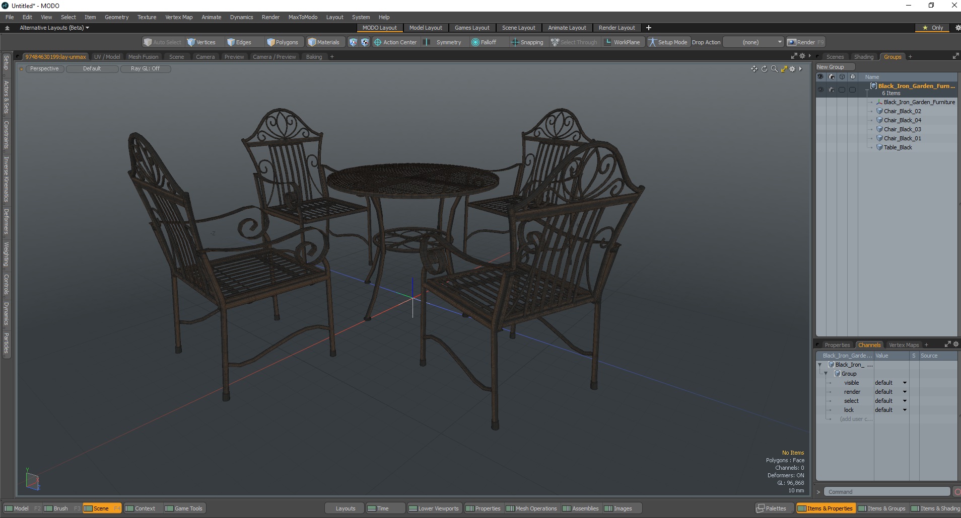 Black Iron Garden Furniture 3D