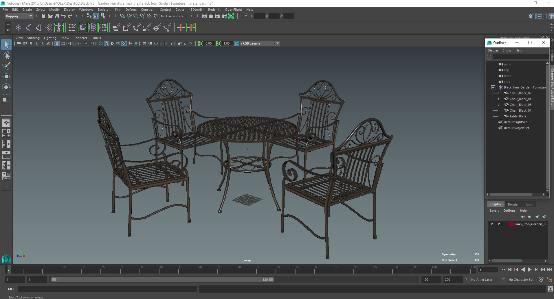 Black Iron Garden Furniture 3D
