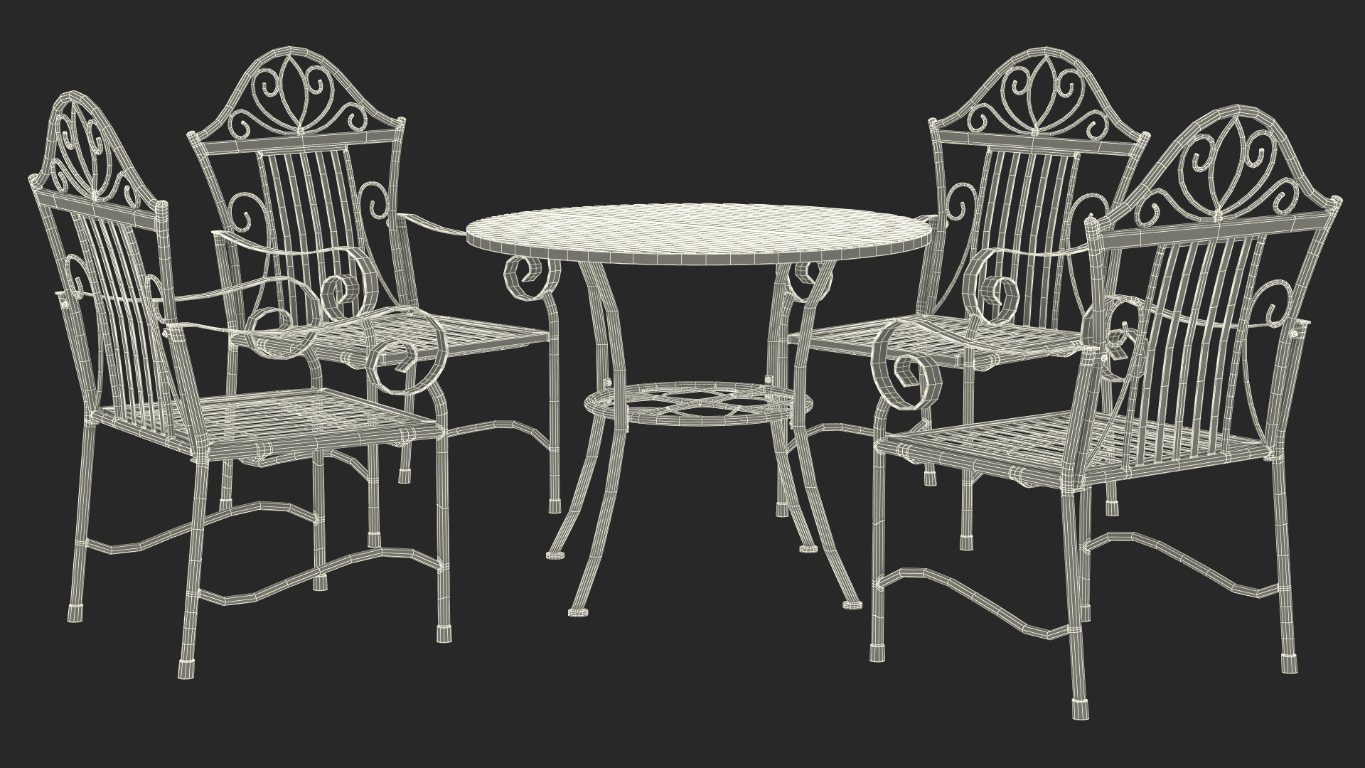 Black Iron Garden Furniture 3D