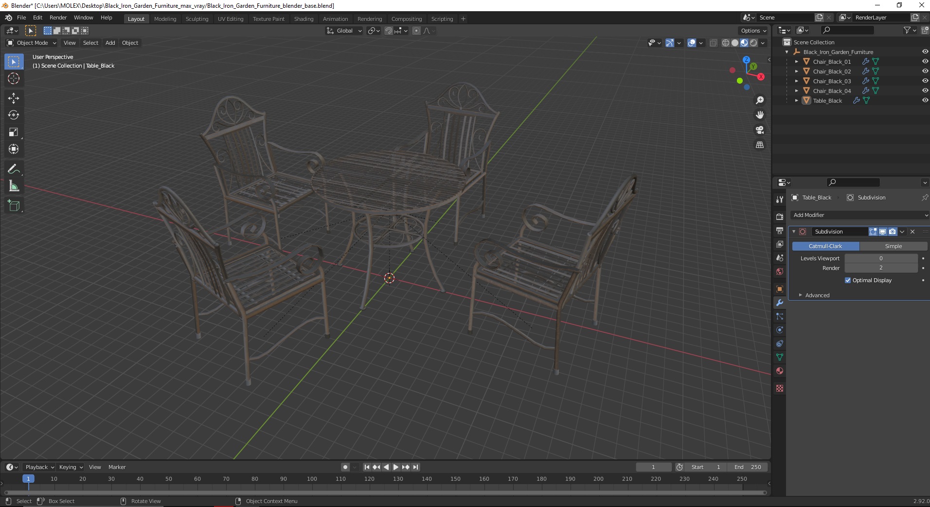 Black Iron Garden Furniture 3D
