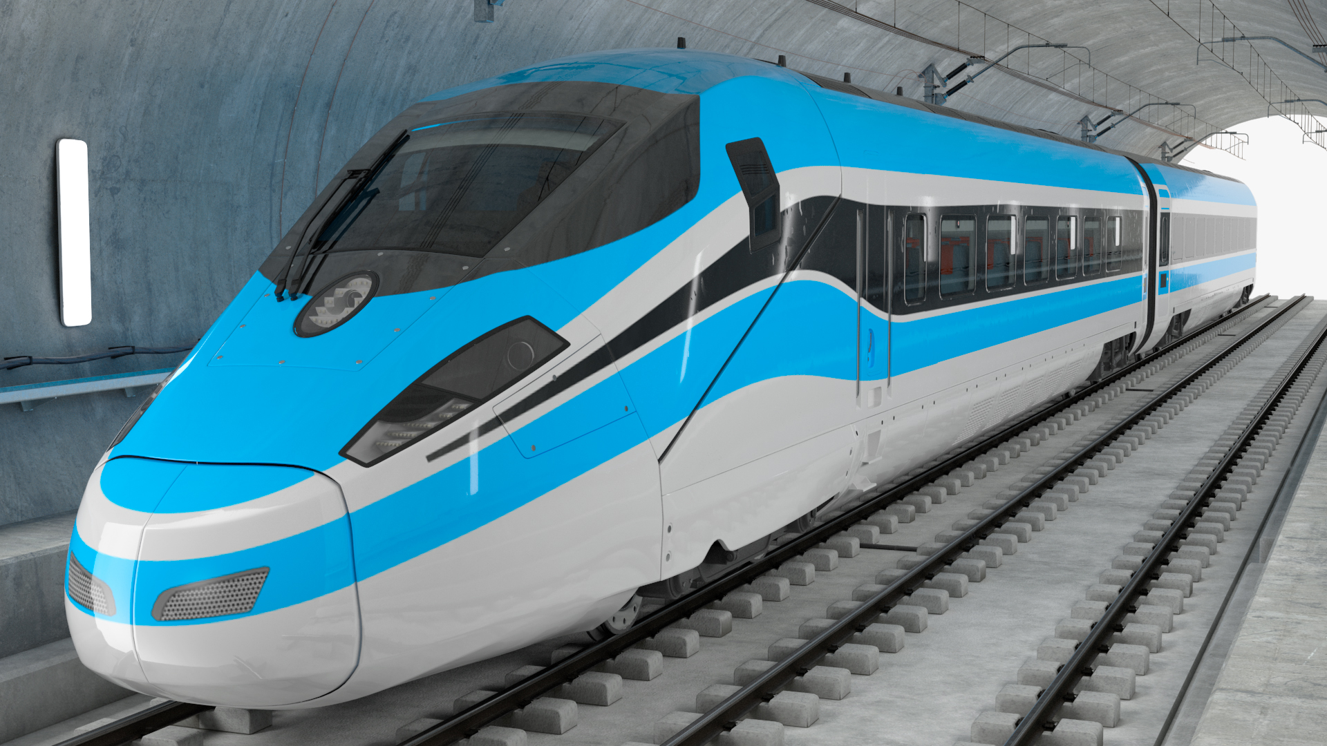 3D Railway Tunnel Section with Train model