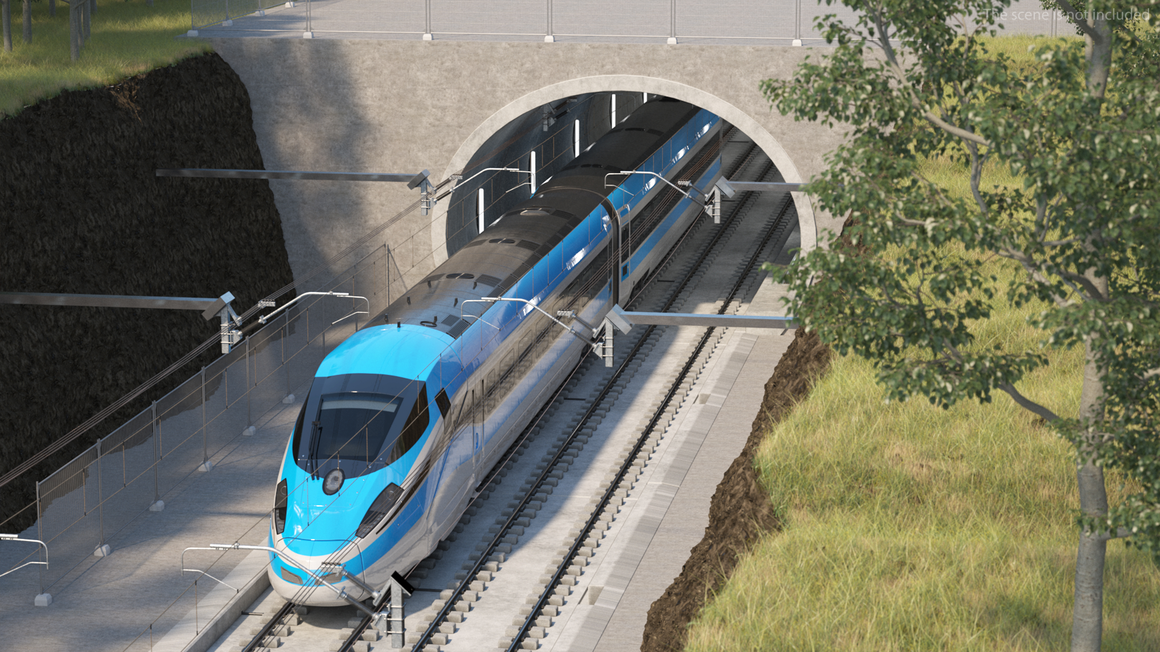 3D Railway Tunnel Section with Train model