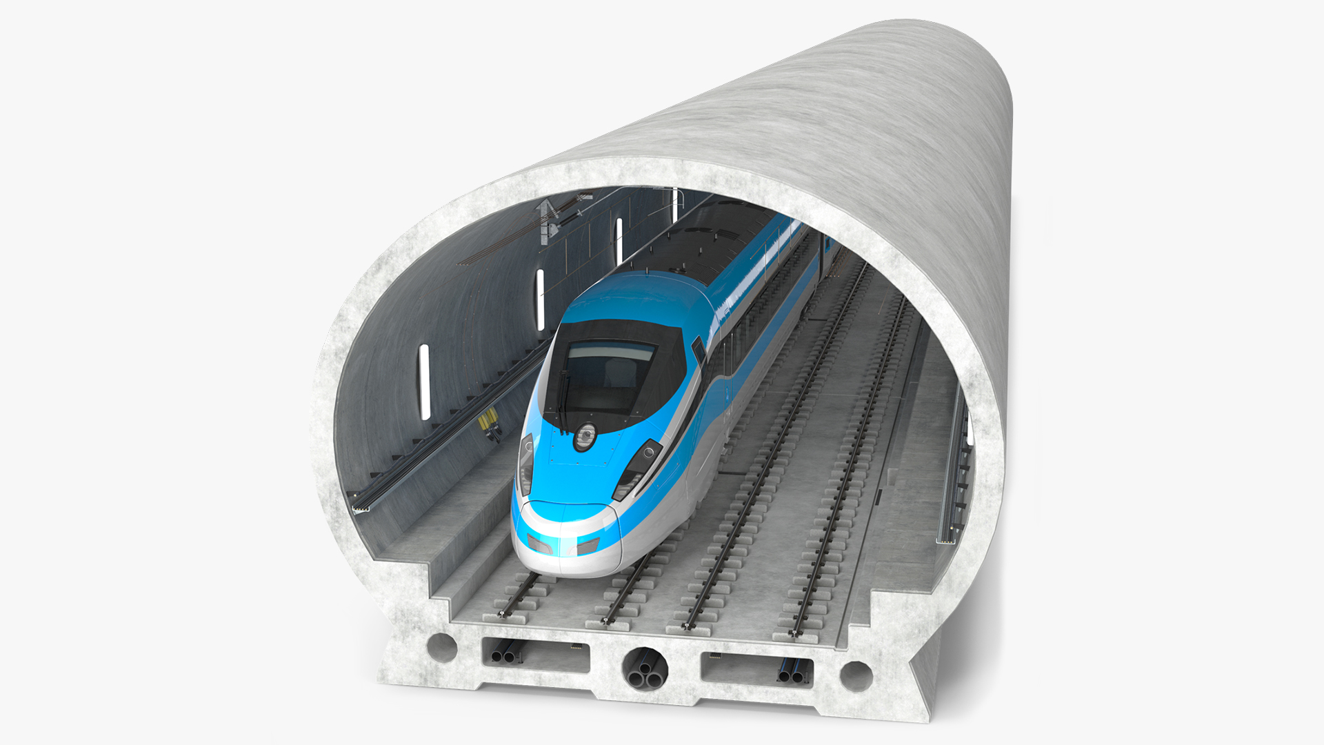 3D Railway Tunnel Section with Train model