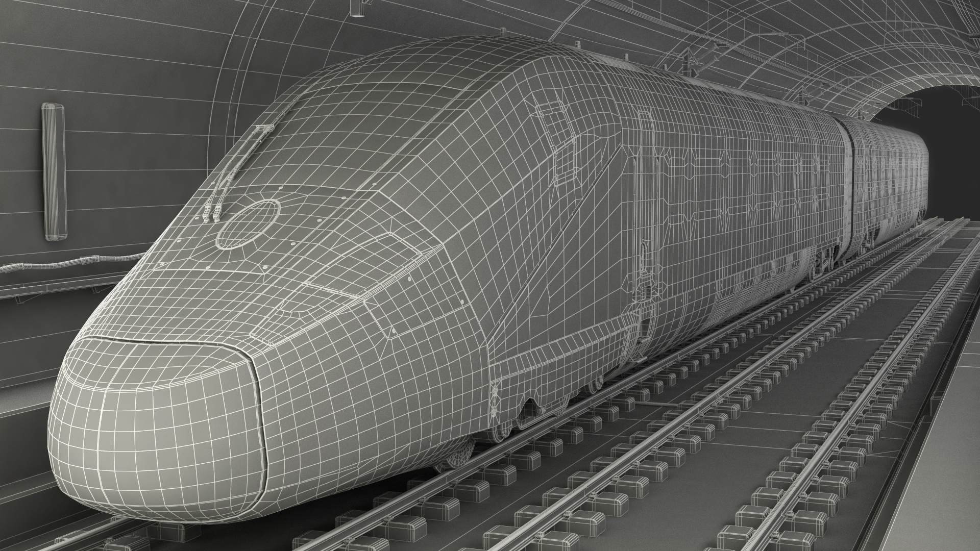 3D Railway Tunnel Section with Train model