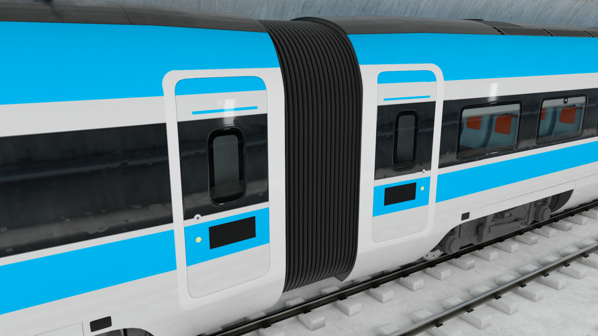 3D Railway Tunnel Section with Train model