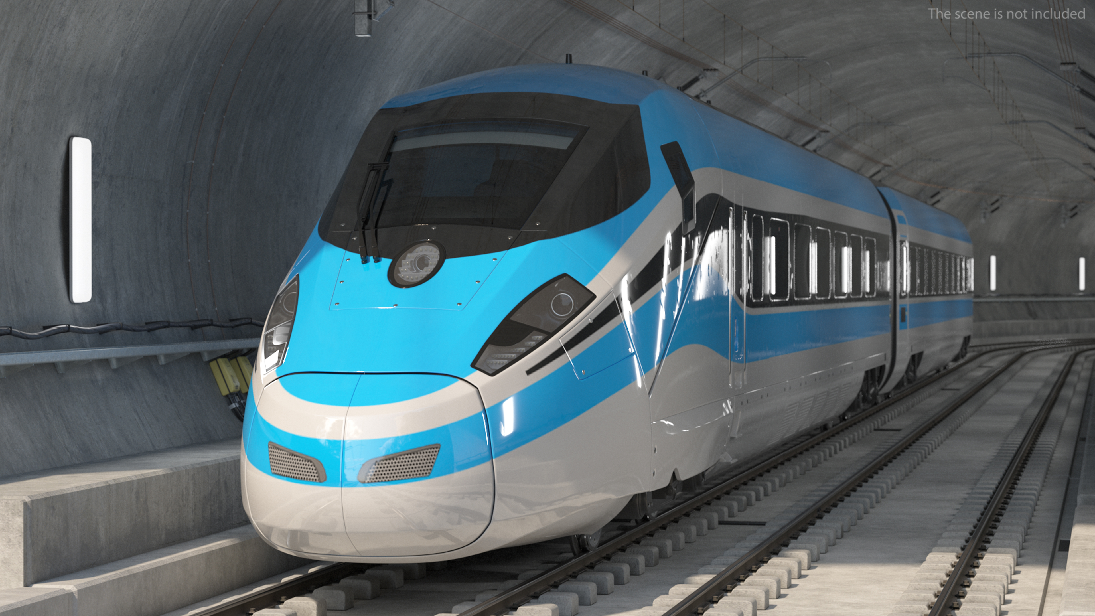 3D Railway Tunnel Section with Train model