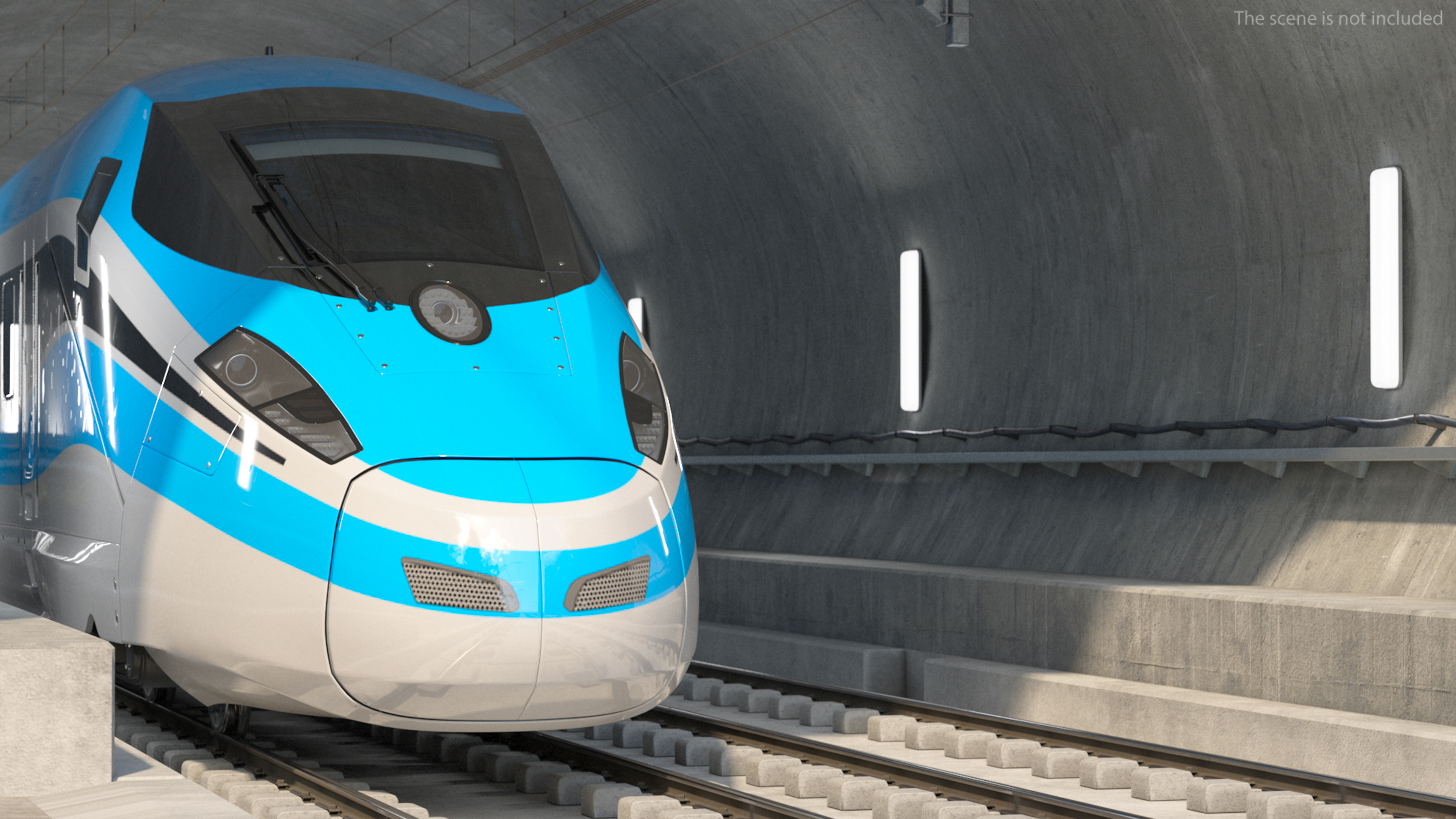 3D Railway Tunnel Section with Train model