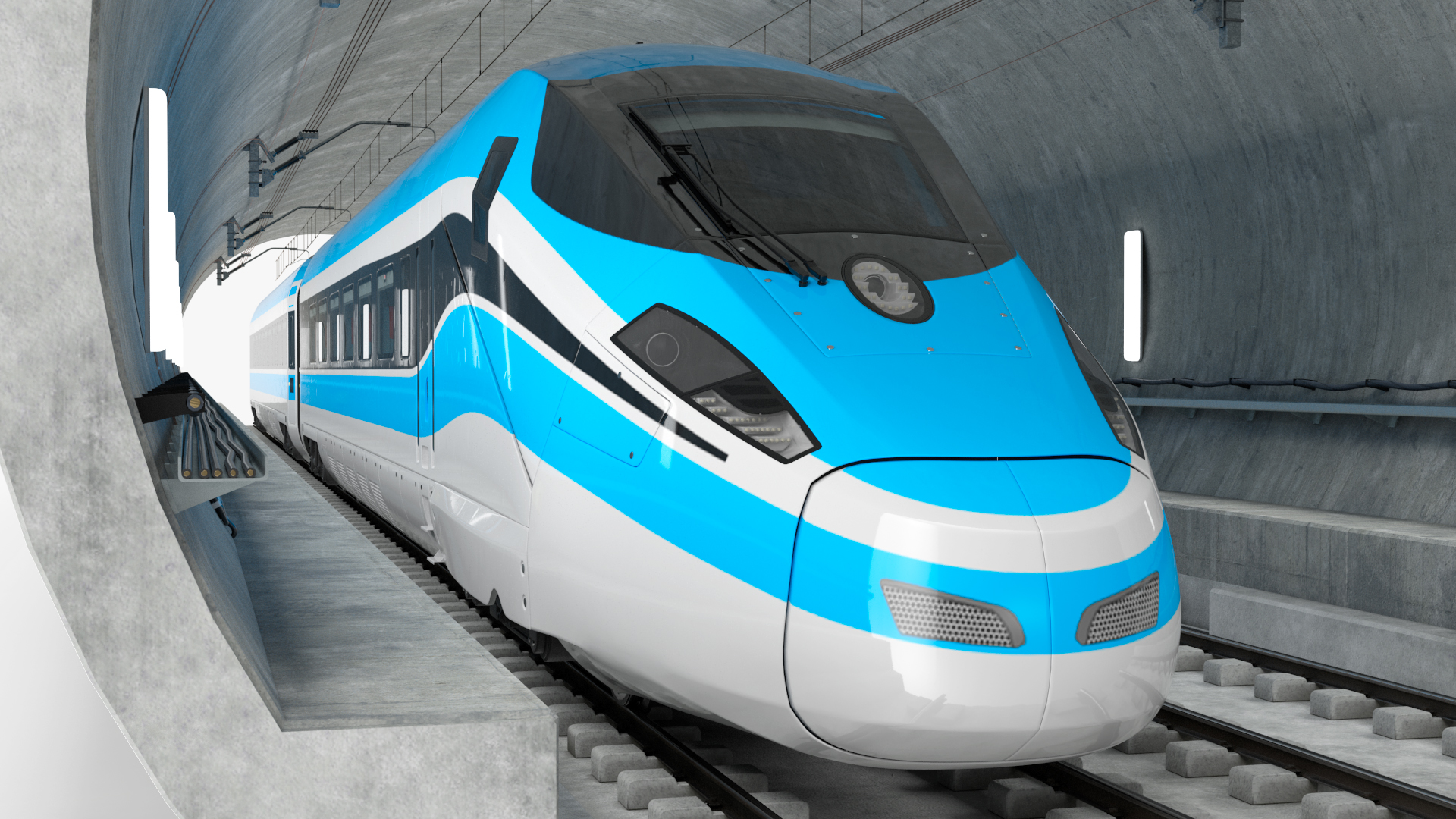 3D Railway Tunnel Section with Train model