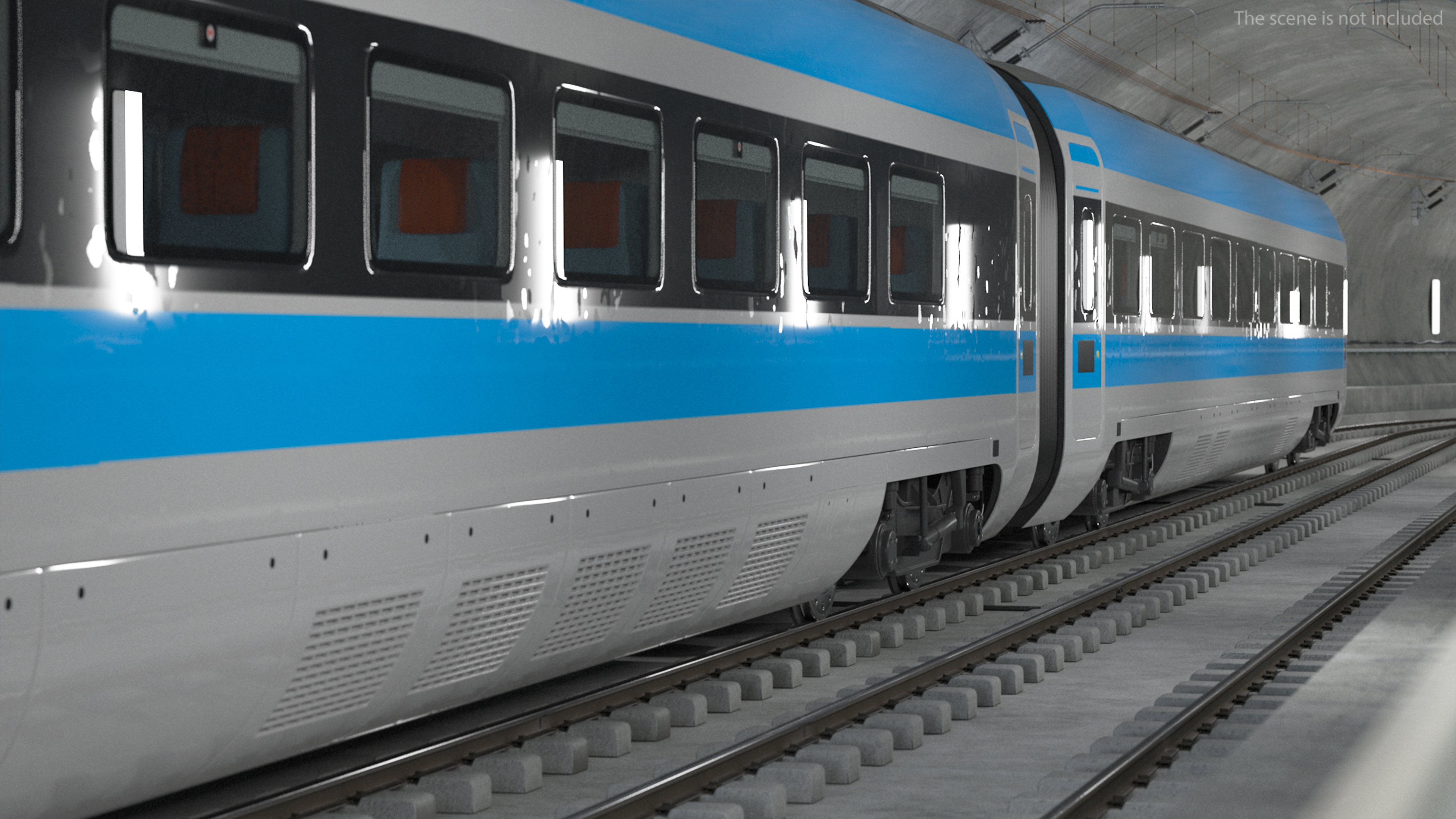 3D Railway Tunnel Section with Train model