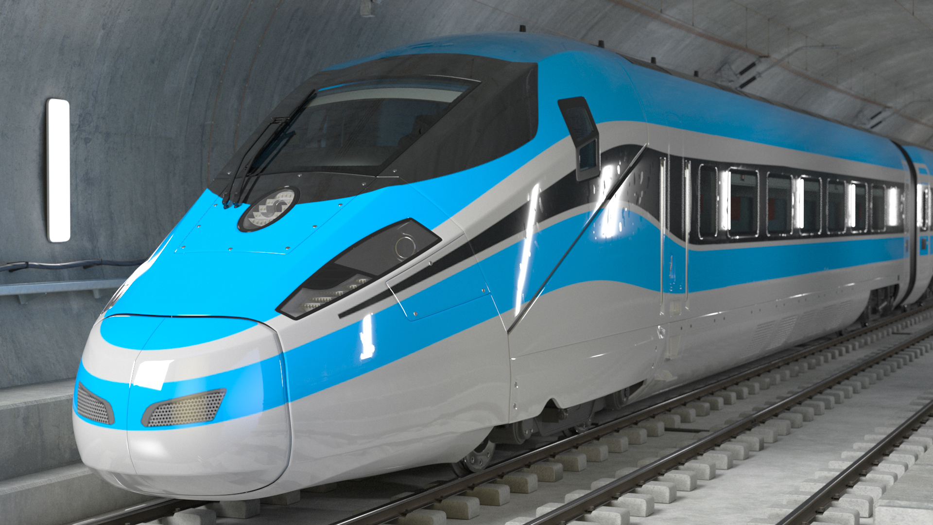 3D Railway Tunnel Section with Train model