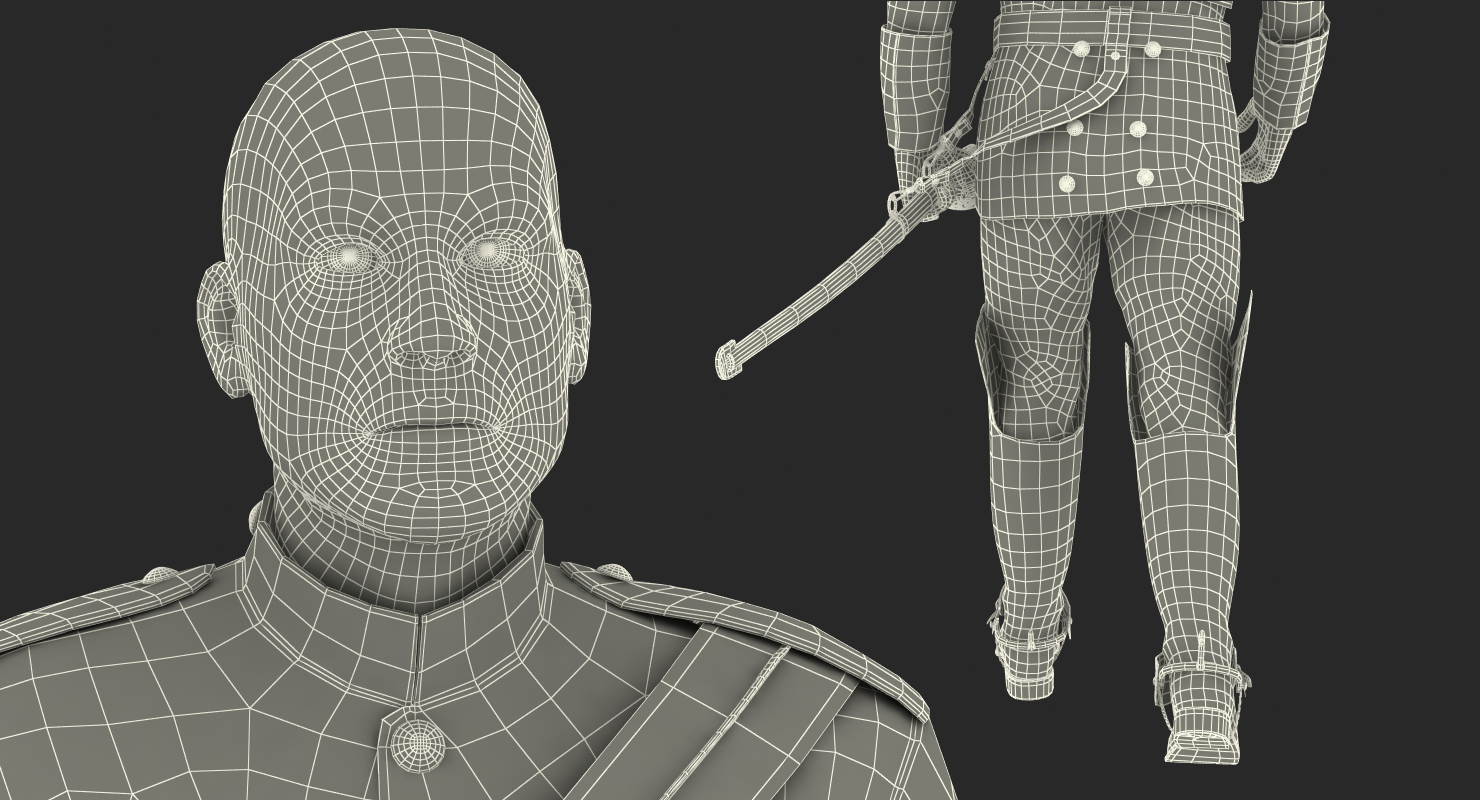 3D model British Royal Lifeguard Walking Pose with Fur