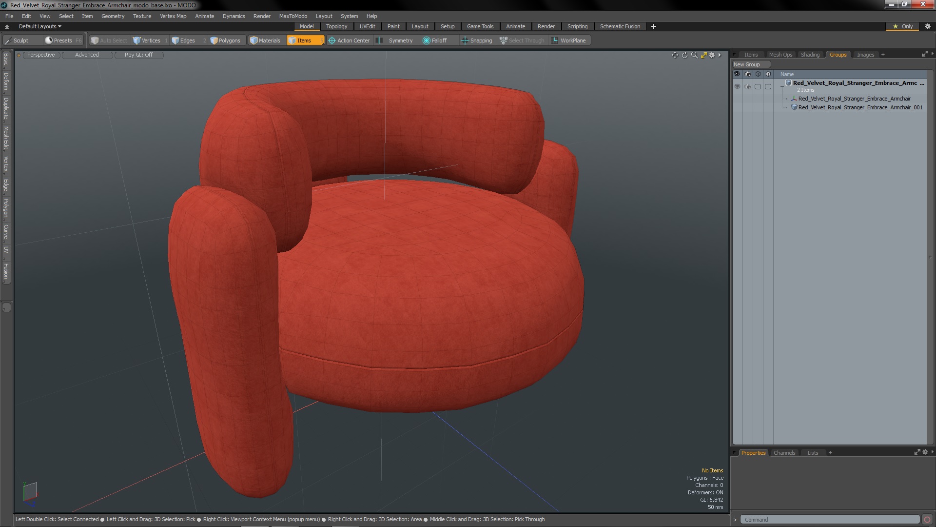 Red Velvet Royal Stranger Embrace Armchair 3D