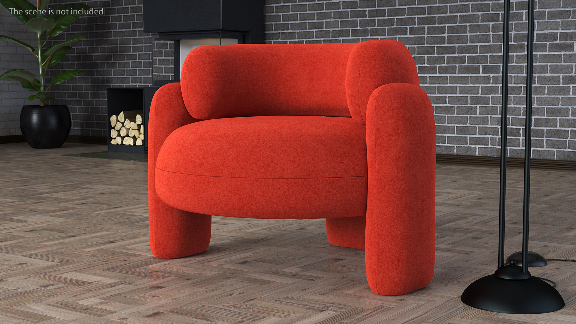 Red Velvet Royal Stranger Embrace Armchair 3D