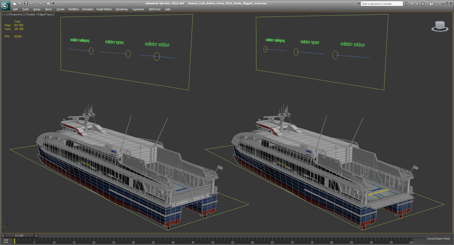 3D Damen Fast RoPax Ferry 4512 Kriola Rigged