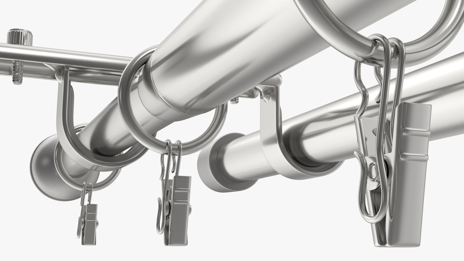 Silver Curtain Rods 3D model